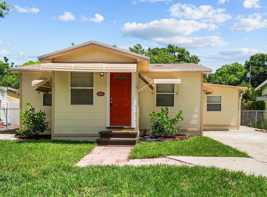 Wonderful home in central St. Petersburg.  Easy access to I275, shopping, schools, etc. Recently remodled with new kitchen, new bathroom and beautifully refinsihed hardwood floors.  Split floorplan and seperate laundry room. Spacious screened room, patio and an oversized fully fenced yard will enhance your enjoyment of the Florida lifestyle.  Large freestanding shed for bikes, sporting equipment, etc.  Well behaved pets will be considered with a pet fee.  Flexible showing hours.