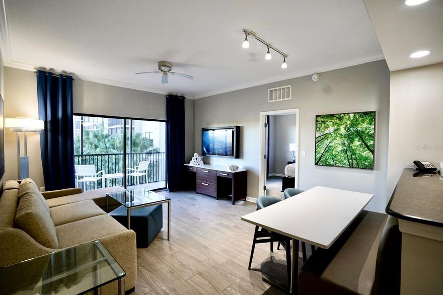 Luxury fully furnished 3-bedroom condo-hotel unit located on the 3rd floor at The Grove Resort & Spa Orlando, just minutes from Walt Disney World. This spacious 1,396 SqFt unit features an open floor plan with private balcony and resort-style living.

All furniture and appliances are included. HOA covers cable, water, sewer, trash, internet, security, exterior maintenance, and resort amenities.

Enjoy world-class amenities including a 20-acre activity lake, Surfari Water Park with FlowRider, water slides, lazy river, multiple resort pools, full-service spa, fitness center, on-site dining, concierge services, and daily Disney shuttle.

Excellent investment opportunity with short-term rental capability (1–7 day minimum) and professional on-site management providing hassle-free ownership.