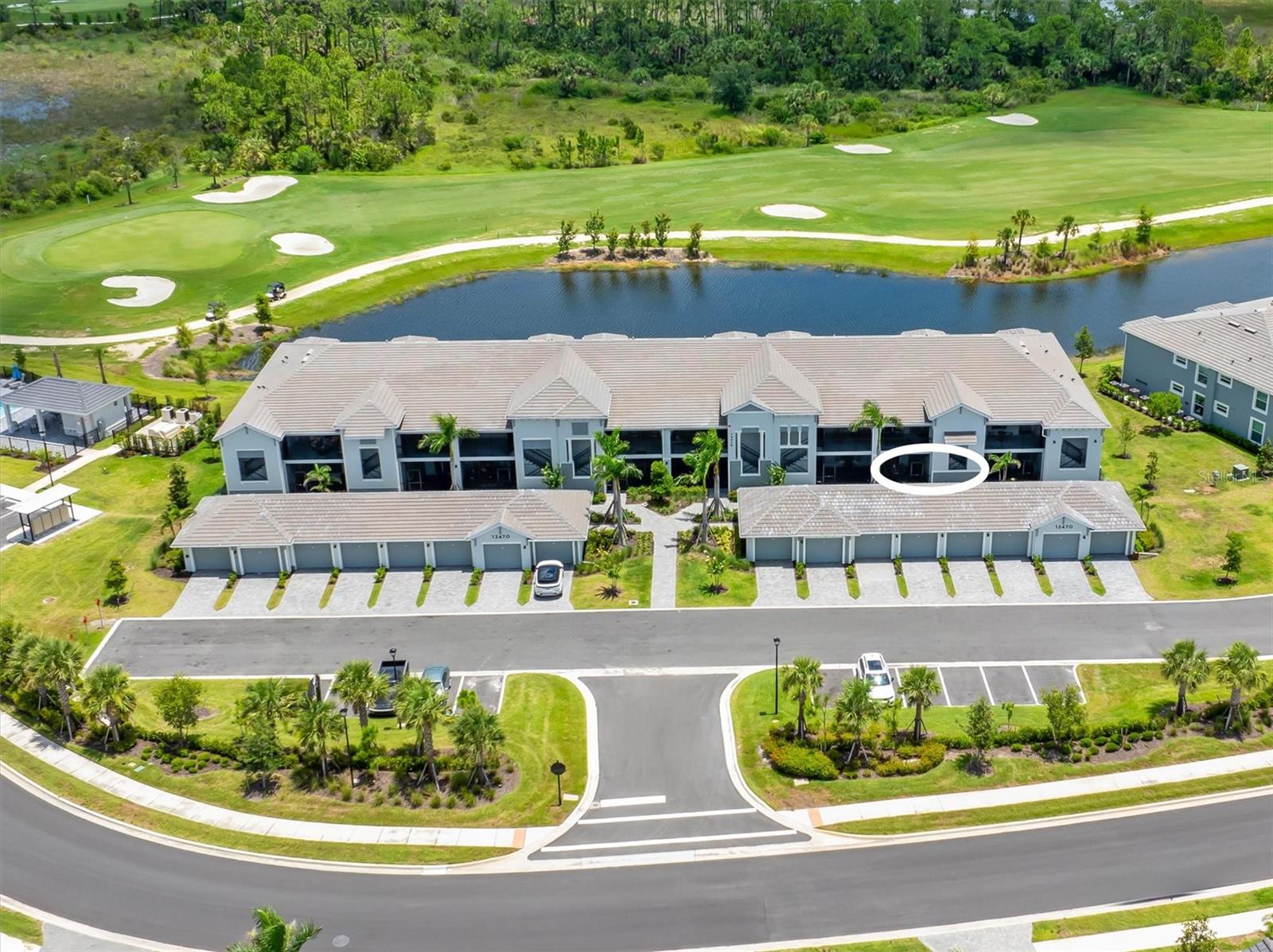 **GOLF MEMBERSHIP INCLUDED**
Experience the best of Florida living in this beautiful first-floor coastal inspired, Veranda condo, located in the highly sought-after Wellen Park Golf & Country Club. This 2-bedroom + den, 2-bath home features an open-concept layout with stunning golf course, water and preserve view, all enjoyed from your spacious back lanai — complete serenity and relaxation. A second, screened front lanai with sliders into the kitchen, creates a seamless indoor-outdoor flow. OVER $30,000 IN UPGRADES including custom built-in closets, newly remodeled primary bath shower with floor to ceiling Carrara marble tile and glass enclosure, lighting and fans, and added pullout kitchen drawers.
Step into the kitchen showcasing light and bright 42-inch cabinetry, quartz countertops, and a stylish backsplash. The Bromelia Floor Plan is perfect for watching your favorite team with friends, hosting family dinners or a holiday party. The open floor plan allows all of your guests to mingle and enjoy the fun and the dry bar allows you the to display your favorite cocktails. Your private 1-car detached garage and hurricane impact windows and doors offer both convenience and peace of mind.
Enjoy a bundled golf membership along with resort-style amenities. You will truly feel like you’re in a resort on a tropical vacation, as you float in the zero-entry stunning new pool and spa. Take shade under the cabanas while you sip on a cold drink from the poolside tiki bar. For the sports enthusiasts, start your day at the fitness center or take a class in the aerobics room. Challenge your friends to a pickleball or tennis match or enjoy a friendly game of bocce in the evening. Spoil yourself with a message or pedicure at the full-service spa and spoil your furry friends at the new community dog park. Located just minutes to Downtown Wellen Park, Venice Historic District, several beaches, shopping, dining, and I-75.