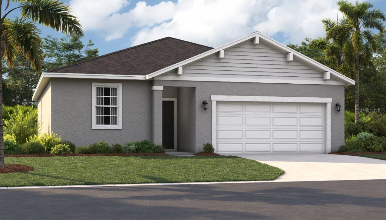 One or more photo(s) has been virtually staged. Under Construction. Located just minutes from outdoor activities like Lake Eva Community Park and Ben W. Graham Park and only 20 miles from Disney World, Covered Bridge at Liberty Bluff offers residents a convenient location near commuter routes for easy access to both work and play. Gather with friends and family for a lakeside picnic or keep it close to home by enjoying on-site amenities, including a pool, cabana, dog park, gazebo, and walking trails.
The Portland is the perfect floorplan to take advantage of the Florida lifestyle. In this home, guests are greeted by a covered entryway that leads to a spacious living room on the main level. No matter where you are in this space, the open floor plan is a great place to entertain family and friends. The kitchen island allows for natural movement through the main level, keeping the kitchen as the focal point of the home. Two spacious bedrooms share a bathroom on the main level, and the true showcase of this home is the primary suite, which offers utmost luxury and privacy. It has everything you need with dual vanities, a large walk-in closet, and a walk-in shower. This home is an oasis for those looking for a new construction home, built for the way you live!