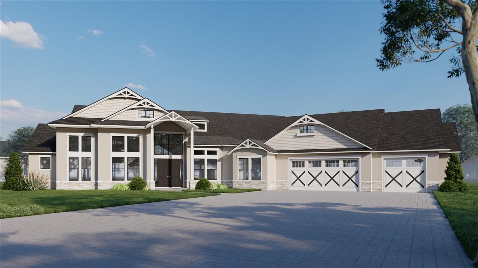 Under Construction. Welcome to a truly exceptional property that combines comfort, space, and flexibility in a well-designed single-story layout—perfect for multi-generational living.
The main home features an oversized four-car garage, a private gym, a spacious media room, and a separate game room—providing dedicated areas for both relaxation and entertainment. The kitchen is a true centerpiece, offering two large islands, a walk-in custom pantry, and tall specialty windows that fill the space with natural light. Just off the kitchen, the breakfast nook is surrounded by windows, creating a sunny spot perfect for enjoying mornings with family.
Outdoor living is just as impressive, with an oversized lanai at the main house that offers plenty of room to add a full outdoor kitchen—ideal for entertaining guests or enjoying weekend cookouts. The separate guest house includes a private one-bedroom suite with a full bathroom, plus a half bath that also functions as a convenient pool bath. Attached to the guest home is a large covered lanai, offering the perfect space to install a hibachi grill, pizza oven, or any custom setup for hosting family/friends.
Set on 10 beautiful acres, this estate offers peaceful pasture views and plenty of room to enjoy farming, gardening, or simply the quiet of open land. Despite its tranquil setting, you’re conveniently located less than 20 minutes from downtown Clermont and under 15 minutes from local grocery stores, gas stations, and a variety of restaurants.
Estimated completion date of home is September 2025