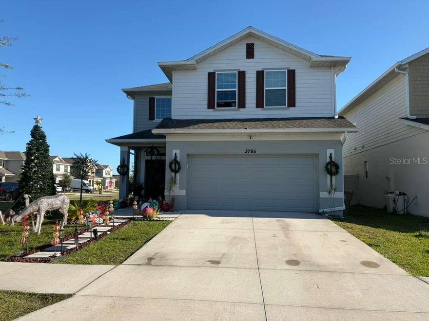 Whether you're seeking a peaceful family retreat or a stylish place to call your own, this home is sure to meet all your needs.  Positioned on a premium corner lot, you'll enjoy added privacy, extra yard space, and attractive curb appeal. This dream home features 4 bedrooms, 2.5 bathrooms, and a spacious loft with a bonus room that can be use as the 5th bedroom. Meticulously designed, this home combines modern convenience with timeless elegance.  At the heart of the home, you'll find an expansive, light-filled great room anchored by a stunning kitchen featuring granite thru out and a large island with Whirlpool stainless steel appliances.  This home is perfect for entertaining and everyday living.  Upstairs, enjoy a luxurious owner's suite featuring an en-suite bathroom with dual sinks, separate shower, soaking tub and walk-in closet.  Three additional bedrooms are thoughtfully designed, each offering comfort, style and plenty of room for the family and guests; two of the bedrooms feature a walk-in closet. The bathrooms are spacious and elegant with beautiful granite. Laminate flooring on the first floor, carpet in the bedrooms, and ceramic tiles in kitchen and wet areas.  This home also features a spacious laundry room. You can relax and sip a cup of coffee in the comfort of the fully screened back porch and enjoy the privacy of a fully fenced backyard; your 4-legged friends will have plenty of space to play safely.  Located near Harmony Main where you can enjoy the great community amenities such as 12.5 miles of trails and pathways, stunning golf course Harmony Gold Preserve, and even become a member of the community garden program. Harmony Central provides an everyday escape from ordinary living this location offers both convenience and leisure.  No CDD in this community. Don't miss your chance to own this incredible home at an even better value - act fast before it's gone!  Just bring your personal belongings and make this home yours today!