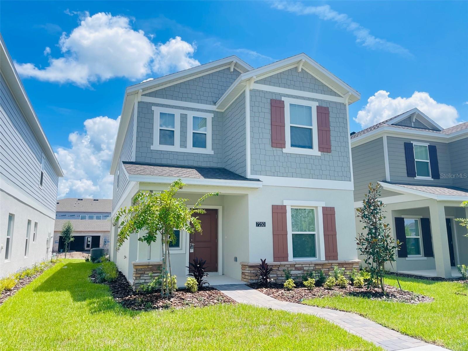 There’s truly nothing quite like the scent of a brand-new home! Now available for rent near the vibrant Lake Nona area, this stunning new residence invites you to experience both comfort and elegance from the moment you walk through the door. You’ll immediately feel the openness and harmony of its thoughtfully planned layout. On the first floor, an open-concept design seamlessly blends the great room, dining area, and kitchen—an arrangement perfect for everyday living, social gatherings, or entertaining guests. Expansive sliding glass doors extend the living space outdoors, leading to a private lanai, where you can relax, read a book, enjoy a quiet coffee, or dine al fresco while admiring peaceful sunsets. Upstairs, you’ll discover three generously sized bedrooms designed with comfort in mind. The highlight is the luxurious owner’s suite, complete with a private bathroom and a spacious walk-in closet, providing the perfect balance of privacy, style, and functionality. Every corner of this home has been meticulously crafted with modern finishes, energy-efficient appliances, and smart home features, ensuring your lifestyle is not only elevated but also simplified. Yet, this home offers more than just a beautiful living space—it is part of a truly vibrant community. As a resident of the highly anticipated EverBe community, you’ll enjoy resort-style amenities, including a sparkling swimming pool, an inviting community clubhouse, beautifully landscaped parks, shaded picnic areas, playgrounds for all ages, and scenic multi-use trails designed for walking, jogging, or biking. All of this is set within a safe, welcoming, and meticulously maintained neighborhood environment. Location is another major advantage. Nestled just minutes from FL-528 and FL-417, you’ll enjoy quick and convenient access to all of Orlando. The newly opened Brightline station and the proximity to Orlando International Airport provide unmatched connectivity—whether you are commuting locally within Central Florida or traveling beyond, you’ll always be within easy reach. The home is completed with a two-car garage, offering both ample parking and additional storage space. Adding to its appeal, lawn maintenance and internet service are included, giving you even greater convenience and peace of mind. This exceptional rental opportunity brings together modern comfort, resort-style amenities, community living, and an unbeatable location