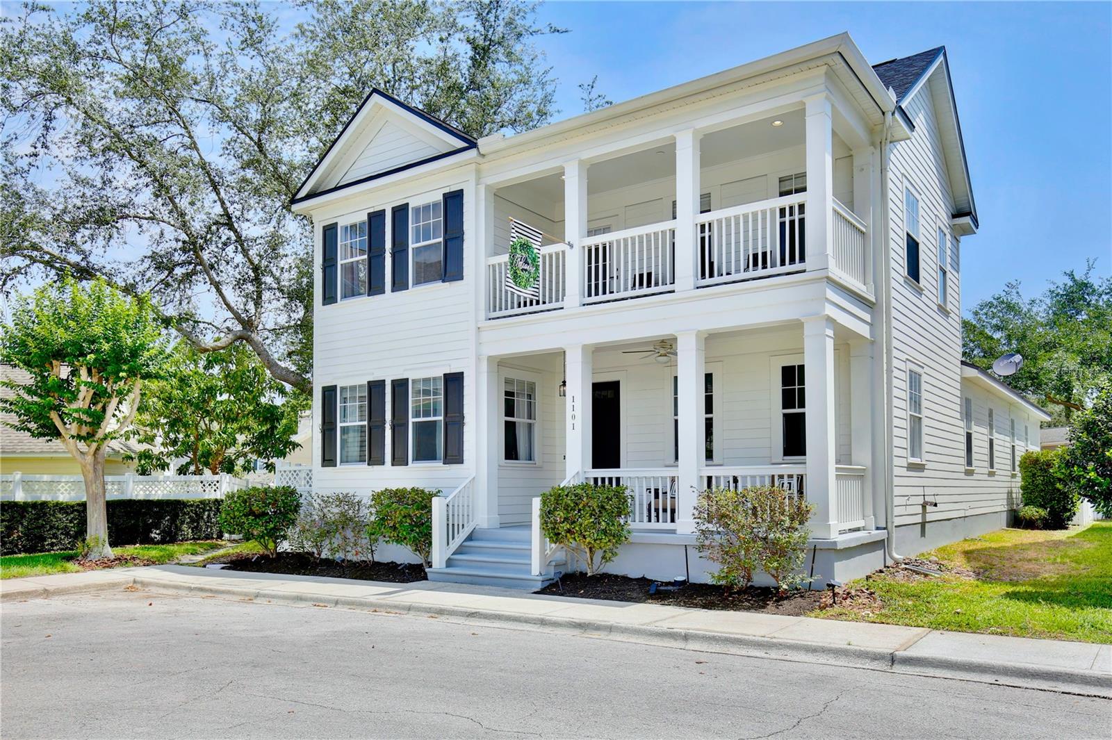 A rare opportunity to own a 5-bedroom home with a SALTWATER POOL, SPA and INCOME GENERATING potential with detached GARAGE APARTMENT on a quiet cul de sac in the highly desirable South Village of Celebration, the iconic, master-planned community developed by Disney, located just minutes from Walt Disney World. The EXTERIOR has been freshly PAINTED in 2024 and a NEW ROOF was installed in 2022. This home features a GARAGE APARTMENT over the detached garage. In the main house: a luxurious PRIMARY BEDROOM ON THE FIRST FLOOR with a walk-in closet, and double doors leading into a remodeled ensuite bathroom with dual sink vanities with quartz countertops, a spacious walk-in shower, bathtub and privacy water closet. The primary suite overlooks the backyard oasis with a sparkling saltwater pool and spa, fully screened. There are 10-foot ceilings throughout the first floor from the formal dining room, front room, family room to the REMODELED KITCHEN which features NEW SUBWAY TILE backsplash (2025), NEW QUARTZ FARM SINK 33 inch (2025), high end hardware (2025), and a NEW OVEN (2025) plus natural stone countertops, with both a 4 seat bar and eat in breakfast nook. The kitchen is appointed with stainless steel appliances: refrigerator, dishwasher, and microwave. Upstairs, you'll find 3 additional bedrooms, a full bathroom and an upstairs piazza/balcony. In addition to the 4 bedrooms in the main home, this property has a garage apartment with all NEW LVP FLOORING in 2024, with a full kitchen, full bathroom and laundry closet including a washer and dryer, for an income generating opportunity, guests or multigenerational living. All interior doors in both the the home and the apartment have been updated with all new high end hardware: knobs and hinges in 2025. Both front doors to the home and the apartment have new doorknobs and deadbolts in 2025. The French exterior doors in the home have also been updated with new doorknobs and deadbolts in 2025. All new high end hardware on the kitchen cabinets and bathrooms in 2025. The property has 3 backyards, all fenced and gated, plenty of room for sports, a dog run, golf cart parking, etc. Residents of South Village enjoy living walking & biking distance to the charming waterfront downtown Celebration shops, restaurants, Post Office, Town Hall, Starbucks, Lake Rianhard and the weekly Farmers Market. Celebration hosts a variety of town events & holiday celebrations throughout the year, enhancing the sense of community. Celebration features over 26 miles of biking/walking trails, the Robert Trent Jr GOLF COURSE, TENNIS COURTS, basketball courts, sand volleyball courts, a dog park, 6 private clubhouses accessible only by Celebration residents with geothermal-heated saltwater pools and spas. Celebration is also a golf cart community. Don’t miss this incredible opportunity to own a spacious home in the highly desirable, serene South Village of Celebration. Schedule a showing today!