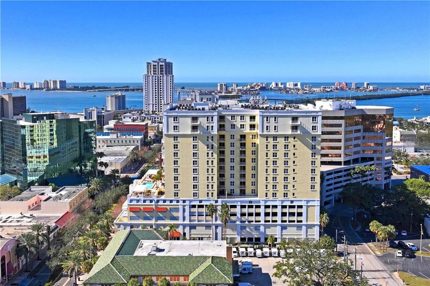 Welcome to residence 1310 at Station Square, a move-in-ready condominium offering 1,489 square feet of interior living space in the heart of downtown Clearwater. This spacious two-bedroom, two-bathroom home showcases a thoughtfully designed split floor plan with upgraded interiors, city views, and access to resort-style amenities.
The open-concept layout includes an expansive living and dining area with a city view window that bathes the home in natural light. The kitchen offers a breakfast bar, full appliance suite, and recent updates including a new faucet and disposal.
Additional updates include a Nest thermostat, beautiful light fixtures and crystal chandelier/fan, new ceiling fans in both bedrooms, HVAC system upgraded with UV light purification, helping to neutralize airborne bacteria, viruses, and mold spores for cleaner indoor air and improved overall system efficiency; and keyless entry. New Luxury vinyl flooring flows throughout the residence, while freshly painted interiors provide a neutral canvas for art and design.
The primary suite features a walk-in closet with custom built-ins, a king-size layout, and an en-suite bath with dual vanities. A secondary suite offers its own walk-in closet with custom built-ins and en-suite bath with a tub-shower combination, ideal for guests or family members.
Additional conveniences include an in-residence laundry room and an assigned covered parking space within a secured gated garage. 
Station Square residents enjoy a heated pool, expansive sun deck with lounge seating and grills, a state-of-the-art fitness center, and a clubhouse with a full kitchen, billiards table, and large-screen TV. Situated near BayCare Hospital, local restaurants, and public transportation, the building offers a few blocks walk access to Coachman Park and the Clearwater Marina. Clearwater Beach, consistently ranked among the top beaches in the United States, is just minutes away.
Surrounded by newly announced developments, including luxury apartment communities, retail centers and Class A office space, this residence offers an exceptional opportunity to secure a downtown Clearwater property offering both luxury and convenience ownership before values increase across the downtown core.  
Located in a no-flood zone; no hurricane-related damages; the building's elevation and construction provide excellent storm resilience. 
Spare flooring boxes stored on-site are excluded from the sale. Furnishings are not included in list price but available under a separate agreement. 
One of the few pet-friendly buildings in Downtown, Clearwater. 
Rentals permitted with 30 day minimum lease, no annual cap. Ideal for Investors!
HOA Fee Includes Cable, WiFi, Sewer, Trash, All amenities, Insurance for building & roof, Building Maintenance and Common Areas, Common Areas Cleaning Service, Building Security System. Reserves are fully funded, and there aren’t any special assessments in place or planned. See Condo Rider for details on association litigation with one owner concerning the installation of an electric charging station. On Aug 29th, 2025 the court's injunction was in favor of the Association. No assessment or announcement of one exists on this matter.
