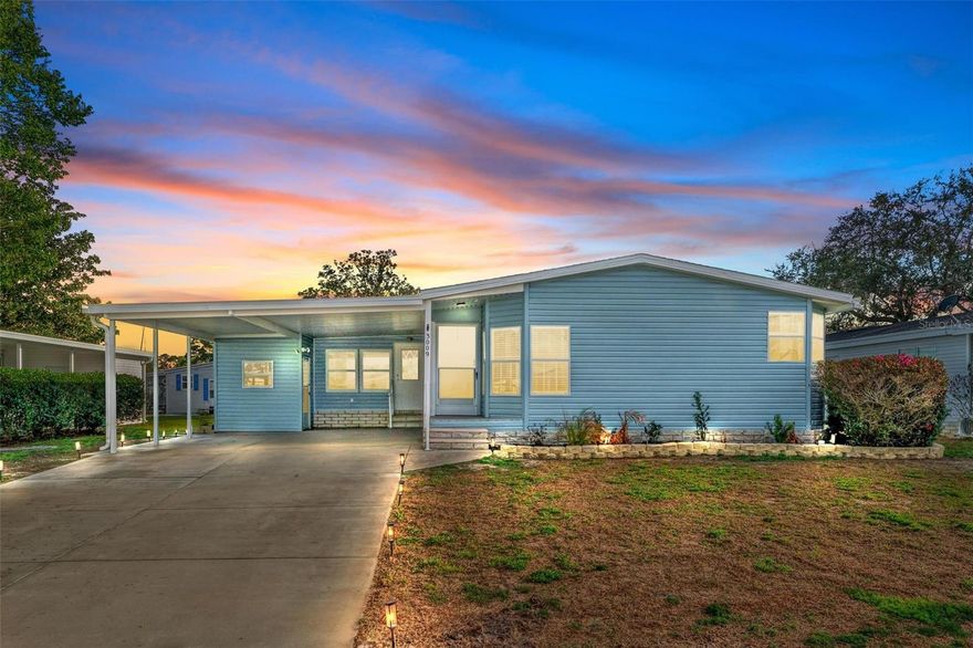 Here is your chance to live in the desirable and highly sought after 55+ Fox Run Community. This community has a tranquil country setting with all the conveniences of city living. The common areas include a clubhouse, two pools, one of which is heated, shuffleboard courts, scenic ponds, and a long scenic boardwalk along our beautiful canal. Fox Run has a marina with spaces for approximately 55 boats, and canal providing access to the Harris Chain of Lakes which is famous for its wonderful fishing, and its connected waterways to each of the 7 lakes. The low monthly HOA fee of just $60 covers our maintenance and insurance of the clubhouse, two pools, two ponds, boardwalk, marina, our park, and all other common grounds within our boundaries. The home sits on a sizable lot with a one car carport for covered parking. The home features 2 bedrooms with 2 full bathrooms and 1376 heated and cooled square feet. There is lots of space in the kitchen with an abundance storage and lots of counter space for meal prep. Call today to schedule a tour and see for yourself what this home has for you.