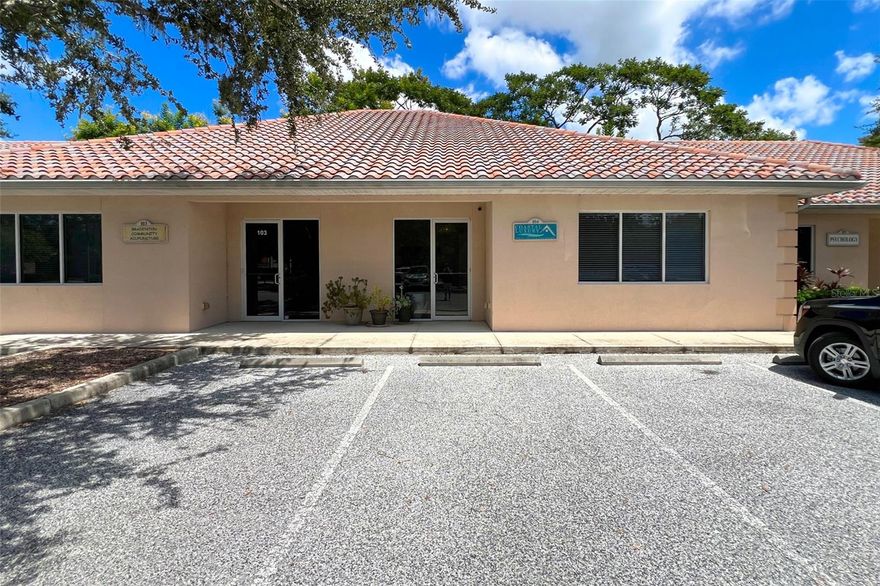 Discover the perfect professional setting in this 1,525 sq. ft. office space, ideally located in the desirable Peridia Office Park in Bradenton, Florida. This well-appointed office suite features a welcoming reception area and five private offices, offering both functionality and a professional atmosphere for client meetings and daily operations. Elegant crown molding, chair rail accents, and coastal-inspired décor with designer porcelain tile flooring create a polished, inviting workspace. The updated kitchen with a stylish backsplash adds convenience and comfort for staff. With abundant natural light in the front and back rooms, ample parking, and a central Bradenton location, this office offers sophistication, accessibility, and practicality, ideal for a wide range of professional uses.