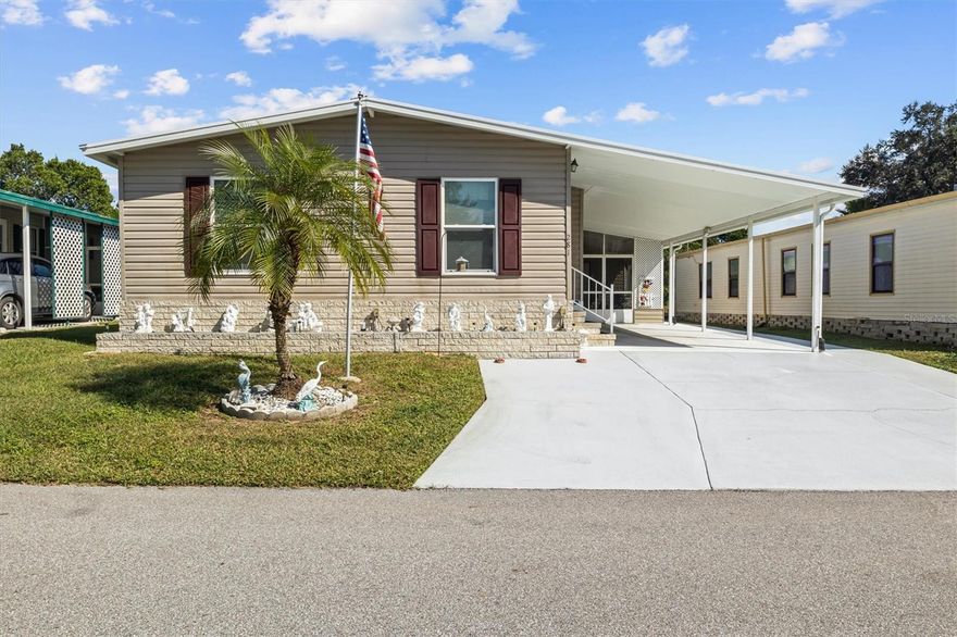 Welcome to Twin Fountains!This beautifully maintained 2-bedroom, 2-bath double-wide manufactured home is located in one of Lake Wales’ most desirable 55+ land-owned communities, where comfort, convenience, and Florida living come together perfectly. Step inside to a bright, open floor plan featuring updated flooring and a refreshed kitchen that’s ready for your everyday cooking or entertaining guests. The front Florida room has been remodeled, complete with added insulation for year-round comfort, and offers a great spot to relax, read, or simply enjoy your morning coffee.Additional highlights include double-pane windows, updated siding an a whole-house water filtration system. NO rear neighbors for added privacy. You’ll also enjoy multiple outdoor living areas including a screened-in room—ideal for soaking up the Florida sunshine or hosting friends.The home will be sold furnished, so you can move right in and start enjoying the carefree Twin Fountains lifestyle.Twin Fountains is a land-owned 55+ community with a low monthly $180 HOA fee that covers water, sewer, lawn maintenance, cable, internet, and access to fantastic amenities—including a heated pool, clubhouse, shuffleboard courts, and storage area (upon availability). Conveniently located near shopping, medical facilities, and restaurants, this community offers the perfect balance of peace and proximity.