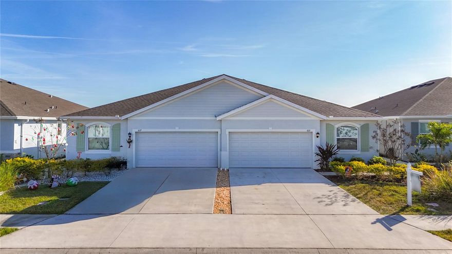 LARGE SCREENED IN LANAI WITH A POND VIEW. ALL APPLIANCES INCLUDED AND SOME FURNITURE AVAILABLE WITH SERIOUS OFFERS. Maintenance-free living in the gated community of Coddington! This nearly new villa (less than 2 years old) offers just under 1,600 sq ft, 3 bedrooms, 2 bathrooms, walk-in closets in two of the bedrooms and ample sized linen closets in both bathrooms. A 2-car garage, and a seller-upgraded 330 sq ft screened lanai with pond views, expanded from the original patio.

Inside features neutral ceramic tile in main living areas, carpeted bedrooms, and an open kitchen with a large island, walk-in pantry, and ample cabinetry. All appliances convey, including washer and dryer. The primary suite overlooks the pond and includes a walk-in closet with upgraded shelving. Primary bath offers dual sinks, tiled shower, and linen closet. Two additional bedrooms feature generous closets, including one walk-in.

Smart-home features allow remote control of door locks, garage, select lighting, and AC. All windows include blinds, and the concrete walkway has been extended to the lanai entrance.

HOA covers lawn care and provides access to the community pool and playground. Sidewalk-lined streets throughout the neighborhood. A move-in-ready opportunity in Bradenton.