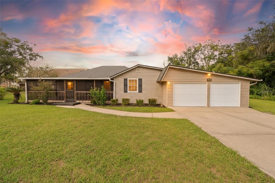 Welcome to 5615 SE 113th Place in Belleview, Florida — a beautifully maintained 3-bedroom, 2-bath home offering 1,656 sq ft of living space plus an additional 380+ sq ft bonus room connected to the laundry area, complete with its own A/C. Enjoy peace and privacy with no HOA, no direct neighbors, and serene views of Cherokee Park. This home features a 2018 roof, 2023 HVAC, 2022 water heater, and an updated electrical panel (2025) for added peace of mind. The open-concept layout includes tile and laminate flooring throughout (no carpet), surround sound in the living room, and a spacious kitchen with ample cabinetry, garbage disposal, and all major appliances included. The primary suite offers a large walk-in closet with custom organizers, and every bedroom includes upgraded storage. Additional highlights include an oversized 2–4 car garage with side entry, two sheds, smart-home features (Ring doorbell, thermostat, and cameras), a screened front porch, and indoor laundry with washer and dryer included. Zoned B2, this property is ideal for small-business owners or anyone seeking versatile space for a home office, studio, or workshop. Conveniently located near Ocala, The Villages, and shopping — this Belleview gem delivers comfort, flexibility, and opportunity. Schedule your showing today!