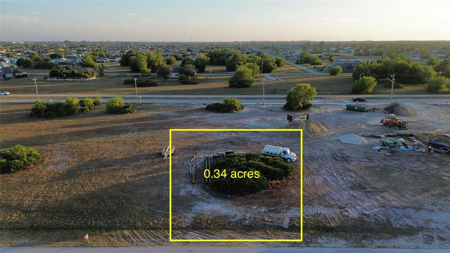 Build Your Dream Home on an Oversized Corner Lot in Growing NW Cape Coral! Exceptional opportunity to own a 0.34-acre (approx. 14,810 sq ft) oversized residential lot located in the rapidly developing Northwest Cape Coral area. This spacious parcel offers approximately 120 ft of frontage and 125 ft of depth, providing ample room for a custom home, pool, and additional outdoor living space. This property is perfect for both homeowners and investors looking to capitalize on future growth. Conveniently located near schools, shopping, dining, and with easy access to major roads, making commuting simple while still enjoying a peaceful setting. Don’t miss this chance to secure a premium oversized lot in one of Cape Coral’s most up-and-coming areas!