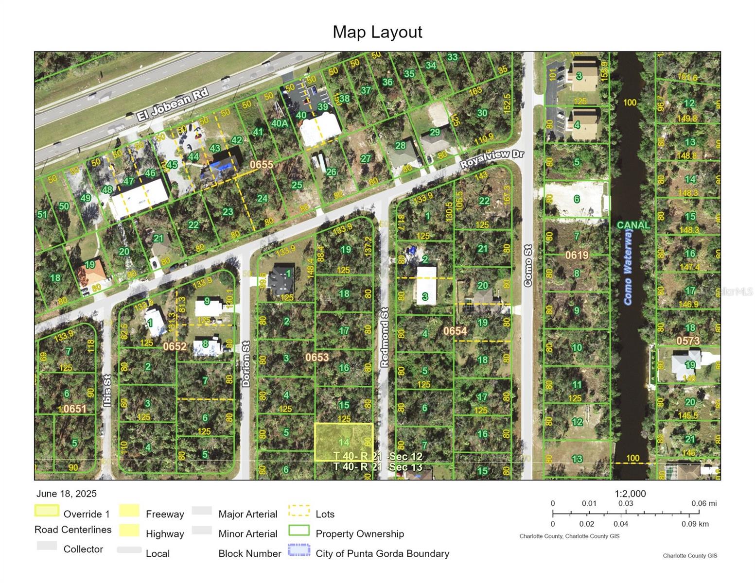 The property is located approximately 1-2 blocks off of Hwy 776/El Jobean Road in Port Charlotte. This is an area of great growth and potential. It is zoned OMI (Office, Medical, Institutional) which includes the following uses: Dance Studios, Day Care Center, Assisted Living, Drug Store, Pain Management Clinic, Place of Worship, and some types of schools, plus many other uses. The property may be able to have a single-family home or a duplex built on it as of its current status. Please verify with Charlotte County. The location is close to the Ball Park, Shopping, and Restaurants.