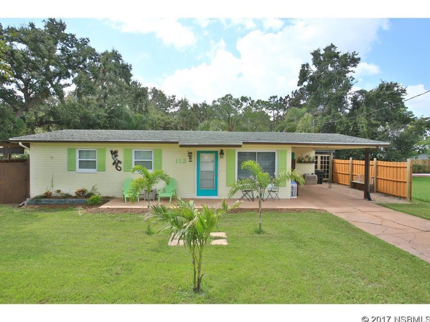 ADORABLE REMODELED BLOCK HOME BETWEEN US1 AND THE RIVER. NEW ROOF AS OF AUGUST 2017. THIS INVITING HOMESTEAD WILL WOW YOUR SOCKS OFF!  YOU FEEL LIKE THE WEIGHT OF THE DAILY GRIND HAS BEEN LIFTED OFF YOUR SHOULDERS WHEN YOU ENTER THIS COZY HOME.  THE BACK YARD IS A TROPICAL OASIS WITH A 17 X 17 TIKI (HOT TUB STAYS WITH THE PROPERTY).  ELECTRICAL, WATER AND CABLE HOOKS UP FOR OUR DOOR LIVING.  HAVE A BOAT OR RV TO STORE?  THE EAST SIDE OF THE PROPERTY HAS A COVERED AND FENCED LEAN TO FOR STORAGE.  DID I MENTION THIS PROPERTY IS LOCATED WITHIN A 1/2/ BLOCK TO THE RIVER ( ICW) WITH A KAYAK ACCESS AND 1/2 MILE TO THE CITY OF EDGEWATER PUBLIC BOAT LAUNCHING FACILTY?  KITCHEN APPLIACES ARE APPROX 5 YEARS YOUNG ( FRIG, DISHWASHER, MICRO, RANGE) BATH HAS BEEN REMODELED WITH NEW TILE, NEW CUSTOM VINTAGE VANITY, CLOSET ALTERED TO ALLOW FOR MAKEUP SEATING,  3RD BEDROOM WAS MODIFIED TO BE AN OVERSIZED CLOSET AND COULD EASILY BE CONVERTED BACK TO A BEDROOM.  UPDATED WINDOWS IN 2009 AND UPDATED ELECTRICAL IN 2007.   SEPARATE LAUNDRY/STORAGE ROOM, OVERSIZED CARPORT. BY APPOINTMENT ONLY ;Water: City