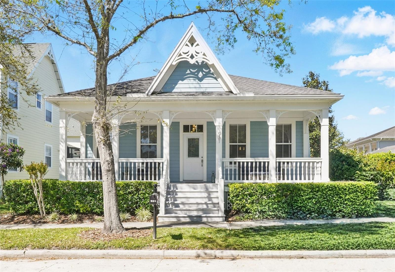 This is the forever home you've been waiting for, nestled in the iconic town of Celebration, Florida. Offering luxury upgrades both inside and out, this SINGLE-STORY residence provides effortless living with the added bonus of a private garage apartment—ideal for guests, in-laws, or even as an income-generating rental.Experience your own private backyard sanctuary, where you can unwind in the stunning salt water pool surrounded by sleek, low-maintenance luxury turf. As you dip your toes in, you'll be greeted by custom fire pits, adding a cozy touch to the space. The ambiance transforms at night, with color-changing pool lights setting the perfect mood for any occasion.Upon arrival, you'll be charmed by the privacy hedges and the spacious corner lot. The covered front porch provides the perfect spot to relax and enjoy the fresh outdoor air. Step inside, where an abundance of natural light pours in, showcasing the home’s exceptional upgrades. Elegant crown molding and detailed 5-inch baseboards add a touch of style and craftsmanship to every room, while the new faux wood-style tile flooring flows effortlessly throughout the home. Updated lighting fixtures further enhance the warm and inviting atmosphere.The chef's kitchen is truly impressive, featuring elegant shaker-style cabinetry, a spacious island, and beautiful marble-inspired quartz countertops. A mosaic glass backsplash, premium stainless steel appliances, including a double oven and wine fridge enhance the space, making it perfect for both cooking and entertaining. Additionally, a large walk-in pantry and a convenient laundry room offer practicality and ease.The refreshed bathrooms are designed with modern finishes, including sleek fixtures that complement the home’s contemporary style. The primary suite, accessed through elegant double doors, is a tranquil retreat, featuring an oversized double shower with rain shower-heads and jets, marble-style porcelain tiles, and stylish cabinetry. A generous walk-in closet, with newly custom built-in shelving, provides ample storage and adds a luxurious touch to this retreat.A rare feature of this home is the extra-large extended driveway, which provides parking for up to four vehicles, something truly hard to come by in Celebration! This generous parking space offers unmatched convenience for hosting guests, multiple vehicles, or simply enjoying the freedom of extra room for your family’s needs.This location is truly unbeatable. Just steps from Spring Park, you can enjoy a charming playground shaded by majestic oak trees. You’ll also have access to Heritage Hall, a lovely event venue offering a versatile space ideal for all types of gatherings and celebrations. Additionally, the community features a large heated lap pool, a kiddie pool, and a sports field, providing even more recreational options for residents. Enjoy the 26 miles of scenic trails and be just a short distance from the town center, offering fine dining, eclectic shops, and entertainment options, as well as tennis courts. Plus, enjoy the convenience of being minutes away from Walt Disney World, Sea World, and Universal Studios, with the airport only 20 minutes away.Schedule a private showing today—this home has it all and won't last long.