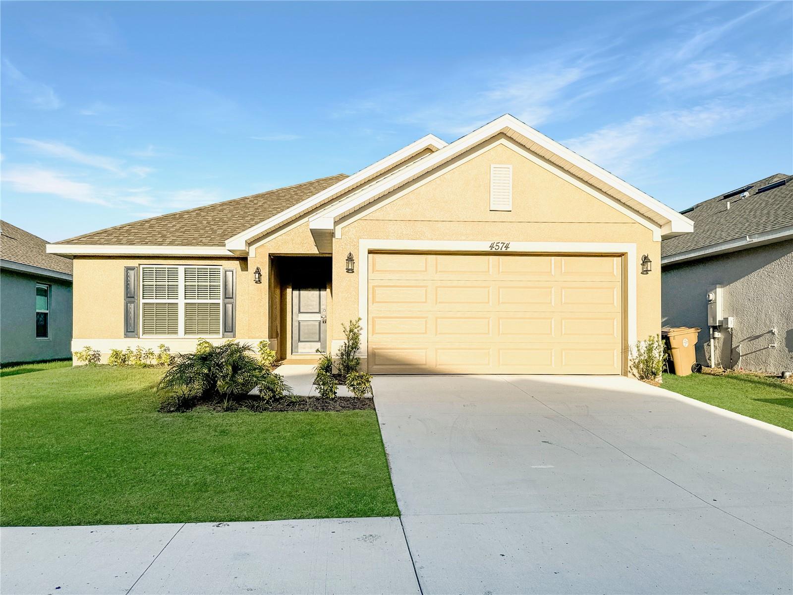 Brand New move-in ready Home 3 bedrooms and 2 bathrooms. ***Receive Up to $25,000 FLEX Cash *** that can be used to buy down interest rate and or prepaids and closing costs assistance so this will save you thousands with prefered lender must close within 30 days. This home is perfect for entertaining with its open floor plan. The upgraded kitchen features granite thru out the large island and counter tops. This kitchen has beautiful Whirlpool stainless steel appliances. You'll also love the spacious laundry room. The bathrooms are spacious and elegant with beautiful granite. Rest easy knowing your new home comes with a 1-year builder warranty and a 10-year structural warranty. Located near Harmony Main where you can enjoy the great amenities such as 12.5 miles of Trails and pathways, go and play at the stunning golf course Harmony Golf Preserve and even become a member of the community garden program. Harmony Central provides an everyday escape from ordinary living, this location offers both convenience and leisure. This is the last Harmony Community with No CDD and a very low HOA that will feature a beautiful community pool with cabanas.