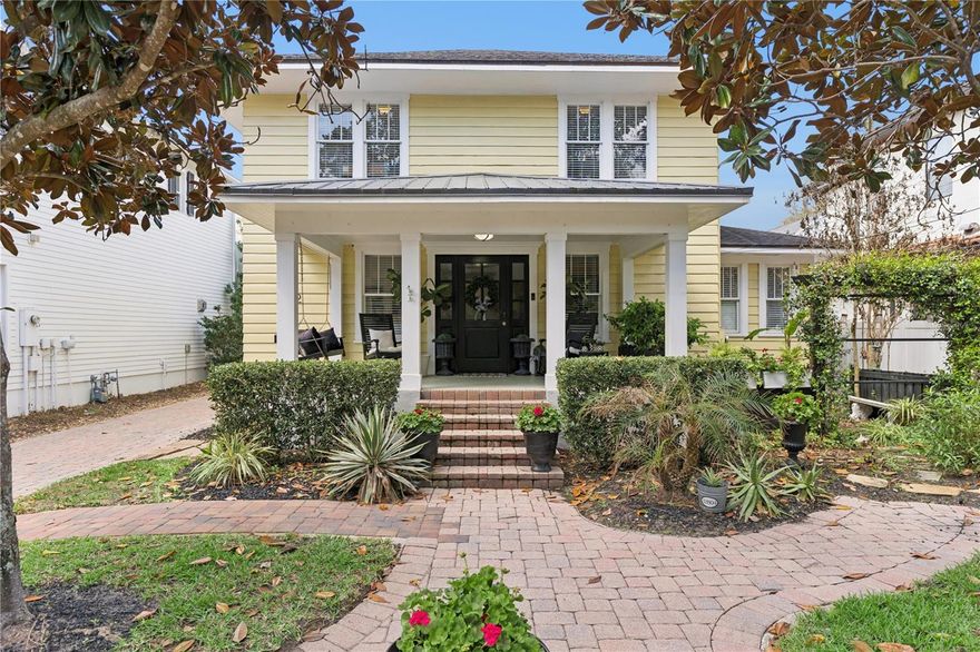 Welcome to 1232 Poinsettia Ave, a historic gem nestled in the heart of College Park just steps from Lake Ivanhoe. This beautifully preserved 4 bedroom, 3.5 bath home built in 1923 blends classic details with modern conveniences. Upon entering the home, you are greeted with charming architectural details like original hardwood floors, elegant moldings and abundant natural light throughout.  The thoughtfully designed expansion in 2005 provided a large primary bedroom and ensuite with walk in closet, family room, powder room and laundry.  The custom kitchen features custom hardwood cabinetry, granite counter tops, stainless appliances including professional gas range.  With the open floor plan the family room and kitchen provide a perfect relaxing spot to gather with friends and family.  In addition you will enjoy the formal dining, living room and office all on the main level.  Upstairs there are 3 generously sized bedrooms and 2 full baths. The private back yard retreat offers covered patio with hot tub and gas fireplace, along with summer kitchen which features a wet bar, grill and tv.  No lawn maintenance needed in the backyard with turf area perfect for pets or children.  Set on a picturesque brick street, this home offers the warmth of a well established neighborhood with convenient access to local dining, shopping the Drive, parks and everything that makes College Park living so desirable.  This historic home is truly one of a kind, and a must see!  Call to schedule your private showing today.