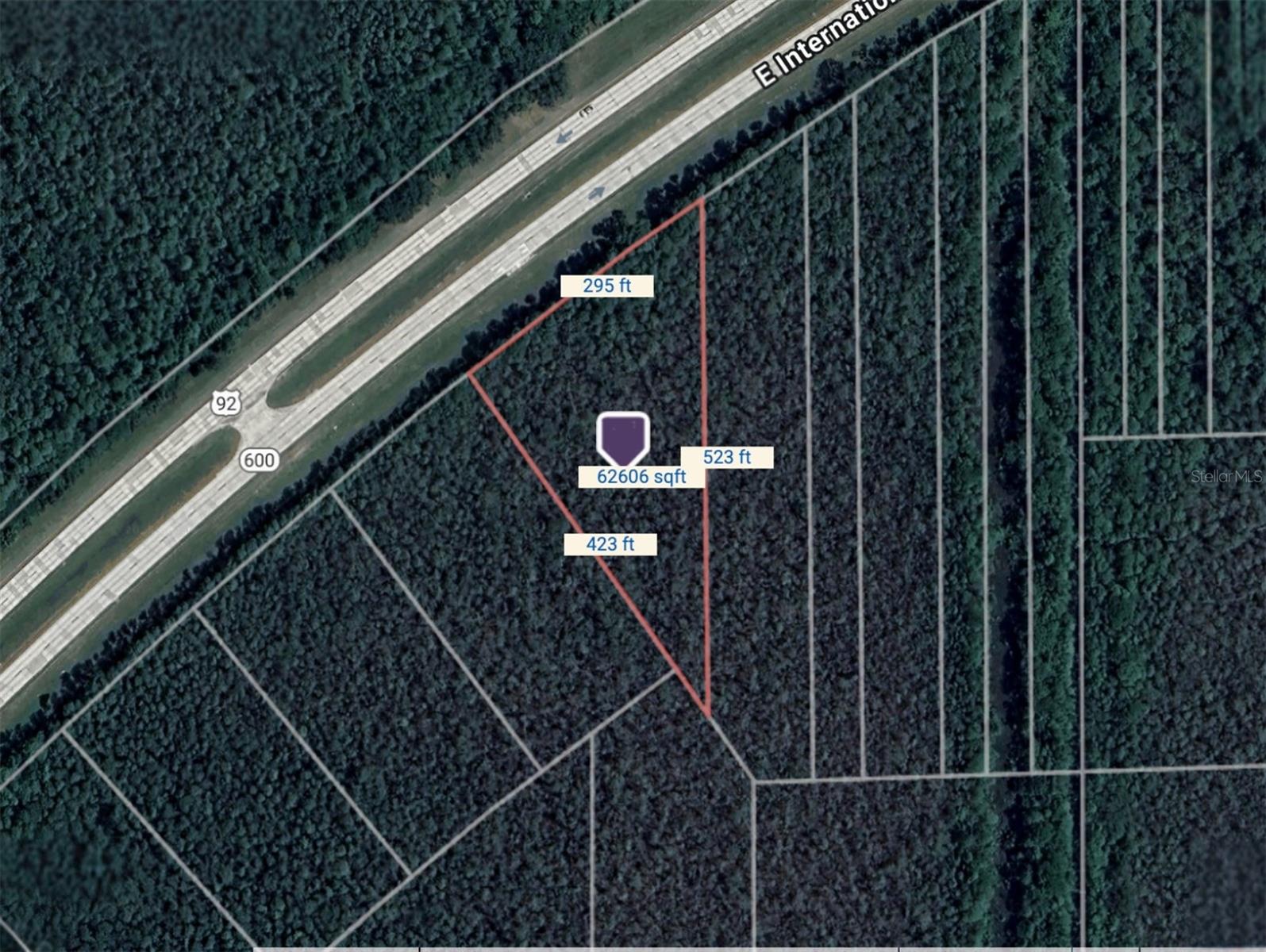 1.5-acre buildable lot on E International Speedway Blvd (US-92) in DeLand, Volusia County. Zoned RC (Resource Corridor), ideal for single-family homes or small residential development along a high-traffic corridor, with natural features preserved.
Parcel ID: 6120-01-03-0030. Lot dimensions are approximately 295 ft (front) x 423 ft x 523 ft, totaling 62,606 sqft. Located in Flood Zone A, so flood insurance may be required. Coordinates: 29.09575846, -81.22225609. This lot offers a rare opportunity to build in a visible, accessible location along a major U.S. highway