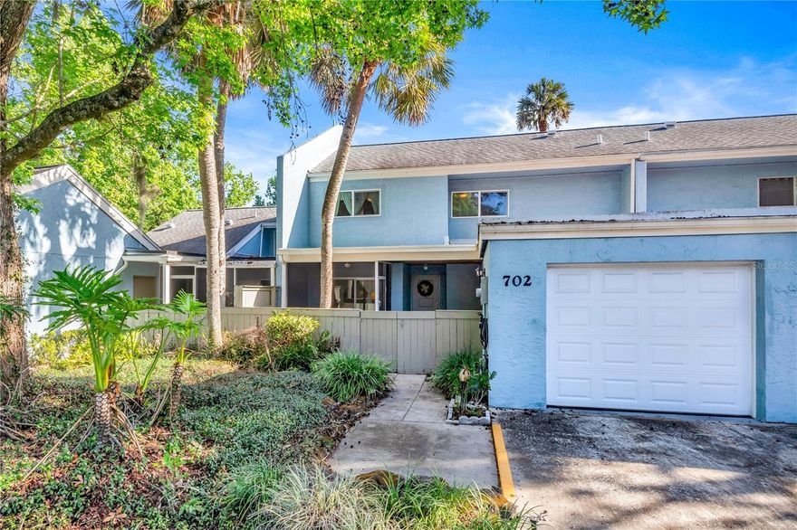 Welcome to a beautifully updated patio home tucked away on a quiet, tree-lined cul-de-sac in the desirable Pebble Creek community of The Highlands in Winter Springs. Enjoy Villa-style living with a two-story layout. Offering 4 bedrooms, 2.5 bathrooms, and a thoughtfully designed layout with the primary suite conveniently located on the first floor, this home blends comfort, functionality, and low-maintenance living. From the moment you arrive, you’ll appreciate the private courtyard entry—perfect for morning coffee or relaxing evenings, along with multiple outdoor spaces, including a screened-in porch and two fenced areas ideal for pets or gardening. Inside, the home features warm wood accents, soaring ceilings, and an abundance of natural light throughout. The updated kitchen is equipped with a gas double oven, modern appliances, pantry storage, and flows seamlessly into the main living areas. An interior laundry/utility room adds everyday convenience. Bathrooms have been tastefully renovated with updated vanities, tilework, and glass shower enclosures. Recent upgrades provide peace of mind, including re-piping, updated HVAC system, water heater, garage door, and energy-efficient windows and doors. Additional improvements include updated flooring, custom closet shelving, and enhanced finishes throughout the home. Located within The Highlands, residents enjoy a wide range of amenities, including a community pool, clubhouse, tennis courts, playgrounds, and miles of scenic walking trails and boardwalks. The HOA maintains exterior elements such as the roof, paint, and landscaping, allowing for easy, low-maintenance living