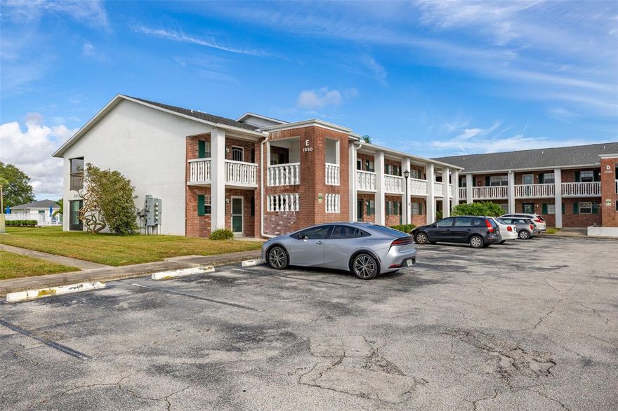 Experience Florida living at its best in this beautifully updated partially furnished  corner-unit condo with western exposure, where you can enjoy gorgeous sunsets from your private screened balcony overlooking the former Royal Oak Golf Course. This 2-bed, 2-bath home features an updated kitchen with Wellborn cabinets, white quartz countertops, upgraded appliances, modern lighting, and bamboo wood flooring throughout. The primary suite offers a walk-in shower while the guest bath includes a tub/shower combo. Convenience is key with an in-unit LG washer & dryer (2024), plus peace of mind from recent updates: tankless water heater (2024), updated electric panel (2024), and A/C with heat pump (2016). Enjoy year-round sunshine at the heated community pool or watch rocket launches right from your balcony. This pet-friendly community allows two pets up to 24 lbs, making it the perfect blend of comfort and lifestyle. Don’t miss your chance at purchasing this charming coastal retreat!