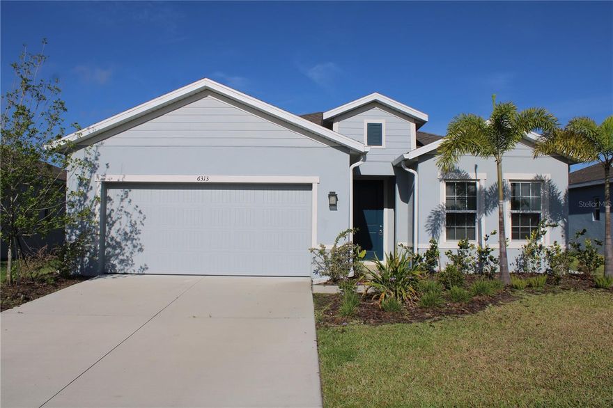 HARRISON RANCH "The Retreat by Ryan Homes" Welcomes you home. Now Available is this wonderful 3 bedroom 2 bathroom home that features a large open family room/ breakfast area and kitchen along with a separate dining area. The Retreat is ideally located just off of US 301 North and close proximity to I-75 and Ft. Hammer Road in PARRISH. You will love the community pool, recreation area, and even a dog park for residents. This is the Parkland model and offers you 1824 square ft. of living space and it is tiled throughout except for the bedrooms. Take in a breath of fresh air and settle in and catch a beautiful sunset in the rear Western exposure screened in lanai which is perfect for the weekend BBQ`s with friends and family. Parrish is a wonderful community and features a new high school, elementary and middle schools, Buffalo Creek Park and Golf Course, plenty of grocery stores, shopping and dining all within minutes of Harrison Ranch. Lawn Service Included.