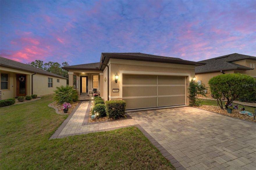 You’ve found your new home! This beautifully maintained Noir Coast Model is located in Stone Creek Country Club, one of Ocala’s premier gated 55+ communities. Offering 2 bedrooms, 2 bathrooms, and 1,293 square feet under heat and air, this home combines comfort, style, and thoughtful upgrades designed for easy Florida living.
From the moment you arrive, you’ll appreciate the attractive paver driveway, walkway, front porch, lanai, and outdoor grilling area, along with the professionally landscaped setting and very private, park-like backyard with no rear neighbors. A double-wide screened enclosure and triple sliding vanishing pocket doors create seamless indoor-outdoor living, perfect for enjoying Ocala’s beautiful weather year-round.
Inside, 18” diagonal tile flooring flows throughout the home with no carpet anywhere, offering durability, easy maintenance, and a clean, modern look. Fresh interior paint, all-new LED light fixtures, ceiling fans in every room, and custom Zebra blinds with window treatments enhance the bright, open-concept layout filled with natural light.
The updated kitchen is a standout feature, showcasing rich wood cabinetry with soft-close hardware, granite countertops, stainless steel appliances, under-cabinet LED lighting, a spacious pantry, and a convenient eat-in area ideal for morning coffee or casual dining. Washer and dryer are also included for added convenience.
The spacious primary suite offers a peaceful retreat with a large walk-in closet and an ensuite bath featuring dual granite vanities, a walk-in shower, and upgraded glass shower doors. A stylish barn door adds privacy to the guest suite, making the second bedroom ideal for visitors, a home office, or hobby space.
Additional upgrades and conveniences include:
• Whole-house water filtration system
• Recirculating hot water pump for near-instant hot water at sinks and showers
• Generator transfer switch with outdoor weatherproof generator outlet
• Hideaway garage screen door with its own opener
• Ceiling-mounted garage shelving and utility sink
• iFlo HVAC automated A/C drain line and pan cleaning system
* The $417.44 monthly HOA fee includes trash pick up, high speed internet, comprehensive exterior lawn and landscape maintenance, including mowing, edging, hedge and shrub trimming, weed whacking, and irrigation maintenance, providing a worry-free, low-maintenance lifestylewhile residents enjoy access to exceptional resort-style amenities including:
• 18-hole Championship Golf Course – Stone Creek Golf Club
• Elan Spa, Indoor & Outdoor Pools, and Fitness Center
• 16 Pickleball Courts, 5 Tennis Courts, Bocce, Softball, and 2 Dog Parks
• Reunion Center, Saratoga Café, and 60+ Clubs & Activities
• Scenic Walking, Biking, and Golf Cart Trails
Conveniently located near shopping, dining, and everyday essentials, All golf cart accessible too! This home is perfect for full-time living or a seasonal Florida retreat. Beautiful furniture package for sale, available separately.Schedule your private tour today. This beautiful home won't last long!