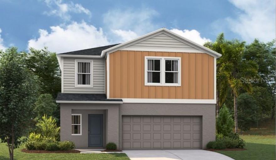 Under Construction. Valencia 
BELOW MARKET INTEREST RATES with use of Seller's Preferred Lender.
Prepare to be impressed by the Valencia, a two-story home featuring 5 bedrooms, 3 bathrooms, and a 2-car garage. This floorplan is designed for modern living and effortless entertainment. Step through the elegant foyer into a vibrant main living area, complete with a private guest suite for ultimate comfort. The kitchen shines with sleek quartz countertops, stainless steel appliances, and luxurious vinyl plank flooring overlooking the dining area which flows beautifully to the covered lanai through sliding glass doors. Upstairs, you’ll find the secluded owner’s suite complete with a walk-in shower, dual vanity and spacious walk-in closet. Conveniently located by the additional bedrooms is the cleverly designed oversized laundry room. Another modern feature of the Valencia is the smart thermostat with voice control, making energy efficient living a breeze. Outside, enjoy the chic elevation and professionally curated landscaping that adds the perfect finishing touch to this exceptional home. 
Located in Crosswinds in Haines City, this home offers access to community amenities including a pool, clubhouse, fitness center, playground, dog park, and walking trails, as well as convenient access to US-27 and I-4 and nearby destinations like Posner Park and Lake Eva Community Park. 
Images shown are for illustrative purposes only and may differ from actual home. Completion date subject to change.
Contact or make an appointment for more details on interest rates.