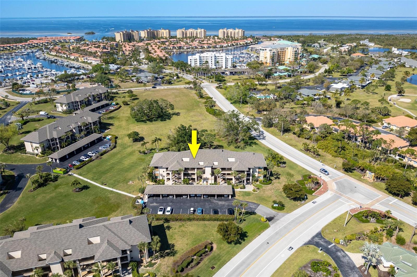 BACK ON MARKET - BUYER WALKED AWAY - SIGNIFICANT PRICE ADJUSTMENT: BRING OFFERS!!!! Welcome to your slice of paradise in Burnt Store Marina. Well maintained 2-bedroom, 2-bathroom third level ‘Commodore Club’ condo offers all the comforts you can ask for. As you step through screened entry immediately you are greeted by a bright, airy open floorplan. Bring in natural cross breezes as lanai is both screened and enhanced with enclosures. Spacious master ensuite features a large walk-in shower, dual sinks, plenty of closets and access to lanai. The second bedroom is perfect as an office, den or guests as equipped with separate twin murphy beds. Morning coffee or evening cocktails are ideal while relaxing on large tiled lanai all while overlooking serene greenspace. Within the past few years enhancements include; entire unit repainted (no more popcorn ceilings), newer kitchen appliances, pendant lighting over large counter area and wind rated windows installed. Allocated heated pool is just steps away, complete with social room and shuffleboard. Extremely active community offering waterfront dining, sailboat access marina, golf, tennis, pickleball and an array of social activities. With easy access to shopping, entertainment, many dining establishments, major roadways and airports, everything is within reach. This is your chance to experience what resort-style living is all about, whether utilizing part-time or full-time, this is it! Furnished / Turnkey with minimal exclusions. Agents please refer to remarks along with attachments. Room Feature: Linen Closet In Bath (Primary Bedroom).