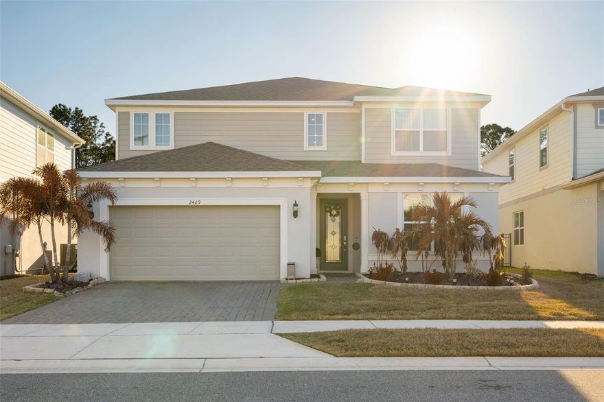 Welcome to a refined and spacious residence that blends modern design, comfort, and serene surroundings in one of Clermont’s most sought-after gated communities! Built in 2022, this beautifully maintained 5-bedroom, 4.5-bath home offers over 3,600 sq ft of thoughtfully designed living space, ideal for both everyday living and elevated entertaining.

Inside, the home is filled with natural light, neutral tones, and clean architectural lines. The open-concept main living area flows effortlessly between the living room, dining space, and kitchen, creating a warm and inviting atmosphere. The kitchen features modern cabinetry, sleek countertops, stainless steel appliances, and a large center island, perfect for gatherings and daily use. Sliding glass doors connect the interior to a covered lanai, enhancing the indoor-outdoor lifestyle.

The first floor includes a private bedroom with adjacent full bath, ideal for guests or multigenerational living. Upstairs, a spacious loft offers flexible use as a media room, playroom, or secondary lounge. The primary suite serves as a true retreat, featuring a generous layout, large walk-in closet, and spa-inspired bathroom with dual vanities, glass-enclosed shower, and contemporary finishes. Additional bedrooms are well-proportioned and versatile, easily accommodating family bedrooms, home offices, or creative spaces.

Bathrooms throughout the home showcase modern tile work, glass-enclosed showers, and refined finishes, reflecting the home’s newer construction and attention to detail.

Step outside to a fully fenced backyard overlooking a tranquil pond and expansive conservation area, providing peaceful water views and a natural backdrop rarely found. Surrounded by preserved green space, the setting offers a sense of privacy and connection to nature, where residents often enjoy sightings of local wildlife such as birds, deer, and other native species. The covered lanai and open green space create an ideal environment for relaxing, entertaining, or simply enjoying the beauty of the outdoors.

Serenoa Lakes offers resort-style amenities including a stunning clubhouse, expansive pool, splash area, playgrounds, and scenic walking trails winding through lakes and protected natural areas. Aerial views highlight the community’s thoughtfully planned layout, abundant green space, and harmonious blend of nature and modern living, all while remaining conveniently close to shopping, dining, top-rated schools, and major highways.

This home delivers the perfect balance of space, style, and lifestyle — combining modern comfort with pond views, conservation scenery, and everyday access to nature. Schedule your private showing and experience it firsthand!