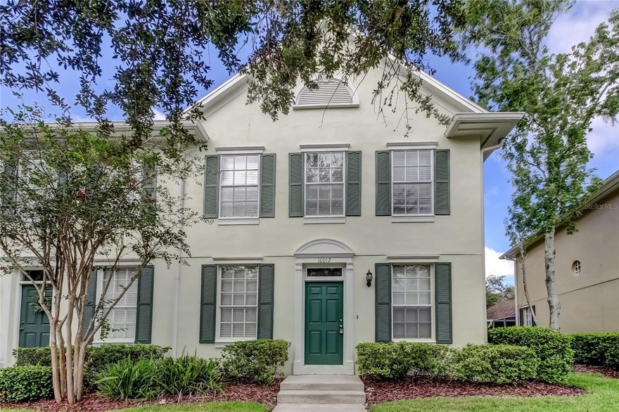 Fantastic WEST PARK VILLAGE in WESTCHASE!  This end unit townhome is in immaculate condition with luxury vinyl flooring (no carpet!).  Light, neutral colors and plenty of natural light.  The kitchen features wood cabinets, granite countertops, stainless steel appliances and a brand new washer and dryer in the walk in pantry/laundry space.  Sliding glass doors from the family room lead out to a screened patio - ideal for relaxing, entertaining and BBQ grills are permitted. New ceiling fans throughout.  The detached garage can be accessed by the rear alley.  Upstairs find all three bedrooms, each with vaulted ceilings.  Enjoy the West Park Village lifestyle, complete with vibrant restaurants, shops and gathering spots.  Westchase offers terrific amenities; golf, swimming pools, tennis, pickleball, parks, sports fields and more! Available now and move in ready!  Clean and inviting!  One year lease MINIMUM - longer terms also available.