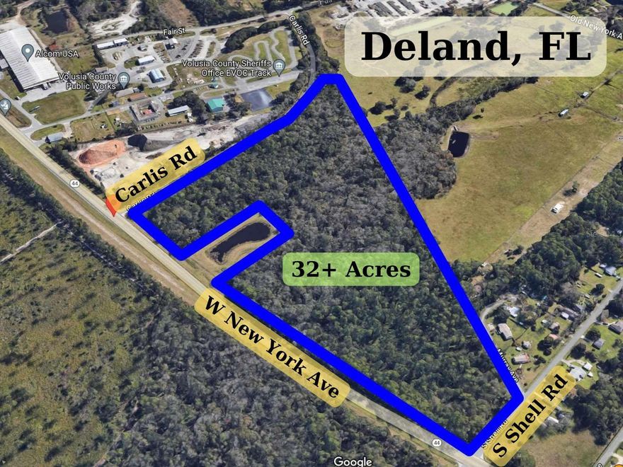 Vacant residential and industrial land located along the highly trafficked W SR 44 in Deland, Florida. The property provides excellent visibility and accessibility. It's conveniently located just minutes from I-4, connecting you to Daytona Beach, Orlando, and beyond. Deland is known for its vibrant community, historic charm, and strong economic growth. With a strategic position between Orlando and Daytona Beach, Deland offers the perfect blend of accessibility and local amenities.