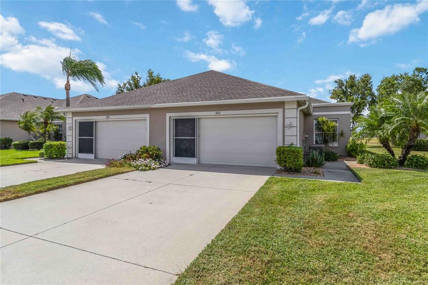 Located in the secure, private gated community of Sabal Trace, this wonderful villa offers many upgrades!!!! IMPACT windows provide peace of mind along with a freshly painted exterior (September 2025), new rain gutters (2023), new roof (2021), new A/C (2021), and new water heater (2022). All the big updates are already taken care of!!!! As you enter through the screened front porch, you'll be greeted by bright, open living spaces featuring high ceilings. In the heart of the home, you will find the kitchen featuring NEWER stainless-steel appliances including a French door refrigerator, a breakfast bar, decorative tile backsplash, UPGRADED granite counters, and a generous walk-in pantry. Just off the kitchen is the spacious living room with French doors leading to your private EXTENDED screened lanai giving you more space to enjoy Florida's amazing outdoors. The large primary bedroom offers 2 walk-in closets, lanai access, and an en-suite bathroom with double vanity and walk-in shower. Two additional guest bedrooms are located on the opposite side of the home (one bedroom currently being used as a den). The inside laundry room comes with washer, dryer, and upper cabinetry for extra storage. Additional UPGARDES include granite counters throughout, laminate flooring in the bedrooms (no carpets anywhere!!), plantation shutters throughout, solar lighting in the kitchen and primary bathroom. If that wasn't enough, the Villas at Sabal Trace come with low HOA, NO CDD fees, no age restrictions, and Flood Zone X (flood insurance NOT mandatory). Enjoy true maintenance-free living with lawn maintenance and cable TV included. This amazing community includes access to a heated community pool, fitness center, social activities, and a clubhouse with a kitchenette all just a short walk to your home!!! Just minutes from I-75, shopping, dining, the North Port Aquatic Park, golf courses, fishing, and popular attractions like Downtown Wellen Park, the Atlanta Braves Stadium, and amazing Gulf Beaches.