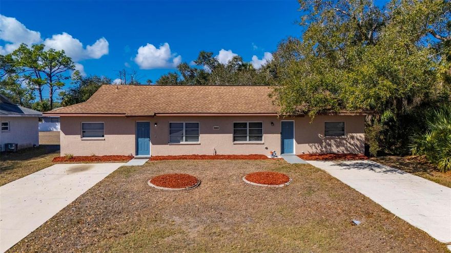 One or more photo(s) has been virtually staged. Investment Opportunity! Ideally located just minutes from Gulf beaches, shopping, and dining, this well-maintained property offers strong rental appeal in the heart of Charlotte County. Situated on a deep lot with generous backyard space, each unit features 2 bedrooms and 1 bathroom, luxury vinyl flooring throughout, private in-unit laundry, a large screened-in lanai, and a spacious front parking pad. Recent improvements include a new roof (2019) and complete HVAC replacement (2020), providing added value and peace of mind. Residents will enjoy an active Florida lifestyle with nearby fishing, boating, tennis, and access to several elite golf courses. The new Port Charlotte Beach Complex and the renowned Sunseeker Resort are just minutes away, along with a wide variety of dining options. The historic village of Punta Gorda offers miles of dedicated biking and walking trails, charming downtown shops, and waterfront activities. Additional retail and entertainment can be found at Port Charlotte Town Center Mall. Gulf beaches are easily accessible by boat or car. Don’t miss this opportunity—call today for more details.