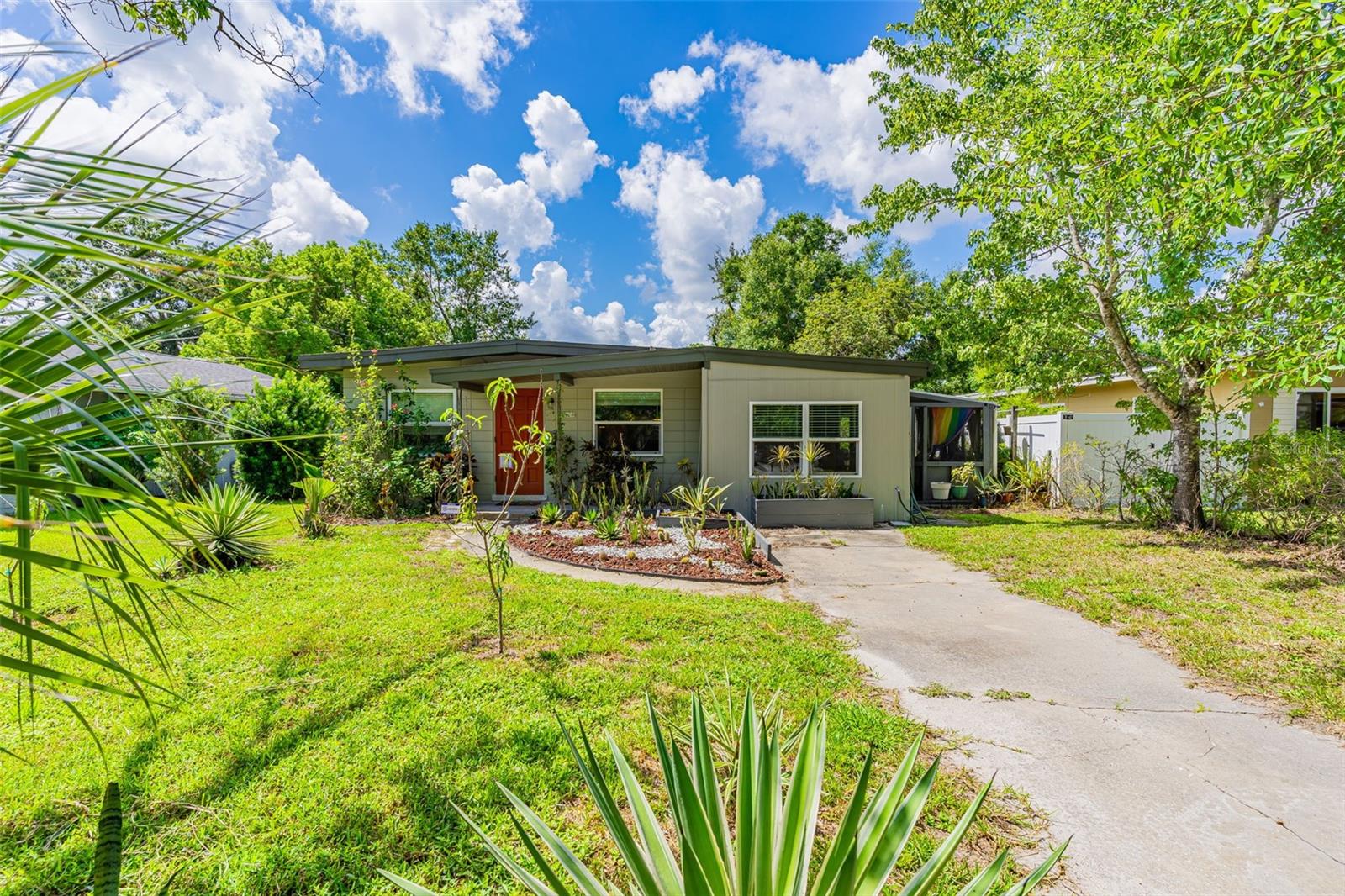 Wow! Just where do we start to describe this amazing home in a friendly, quiet neighborhood in sought after Winter Park. This home has been updated for modern living while maintaining its mid-century charm. A fully remodeled kitchen in 2021, with Quartz countertops, new cabinets with pullouts and soft close hinges, all new electrical wiring and under-cabinet lighting, new stainless-steel appliances, a deep workstation sink and new vinyl flooring. The oak buffet stays which is perfect for extra storage and service space for entertaining. Bathroom refreshed in 2020 with new vanity, sink, faucet, ceramic tile flooring, and lighting. A New water heater was installed in March of 2023, New HVAC in July 2023. The family room had the flooring replaced in 2021 with new porcelain tile floors and has a beautiful vintage mid-century electric fireplace which stays with the home. The outside boasts a cute screened in patio with space for a grill and in the rear of the lot there’s a block storage shed with power. This desirable home is zoned for Dommerich Elementary, Maitland Middle, and Winter Park High and is 3.5 miles from Winter Park’s Park Ave where you can enjoy shopping, restaurants, entertainment, the Farmers Market and more. Close to Rollins College, Full Sail University, University of Central Florida, Winter Park Village, Winter Park Chain of Lakes, Winter Park Hospital, VA Center, Downtown Orlando, Baldwin Park with easy access to major roads 417, 436, 408, I-4 and all within a short drive to Central Florida Attractions and more. All of this and still within an hour drive to the fabulous Florida East Coast Beaches of Daytona Beach to Cocoa Beach.