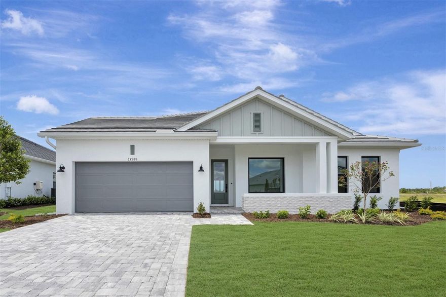 The Wagoner by David Weekley Homes offers elevated, modern living in a bright, open-concept design that’s ideal for everyday comfort and easy entertaining. Sunlit gathering spaces flow effortlessly, with room to personalize and make it your own.
Unwind in the private Owner’s Retreat featuring a spa-inspired en suite and an expansive walk-in closet. The chef’s kitchen is both beautiful and functional, with abundant storage and a generous presentation island overlooking the dining and family rooms. A dedicated study provides flexible space for working from home or hobbies, while three secondary bedrooms offer welcoming accommodations for family and guests.
Step outside to the extended lanai and enjoy tranquil lake views, plus the convenience of a pool bath. A charming front porch adds the perfect spot to relax and wave hello to neighbors.
Located in Palmera at Wellen Park, residents enjoy low-maintenance living with lawn care included, hurricane-impact glass windows, and the advantages of a natural gas community. Resort-style amenities complete the lifestyle with a sparkling pool, clubhouse with restaurant, fitness center, golf simulator, pickleball courts, and a full-time lifestyle director coordinating an active calendar of events. **This property offers a limited-time interest rate incentive.