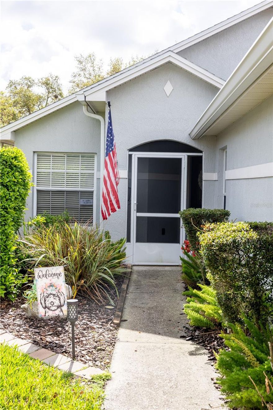 Lovely home located in the 24 hour guard gated community of Eaglebrooke, at the 11th green. A golf course home with fabulous amenities! Updated, bright, custom kitchen ($35,000 REMODEL - 2017) featuring quartzite countertops, breakfast bar, plenty of storage w/ pull out shelves and a separate kitchen nook! NEW ROOF 2021. A fully renovated 2nd bath delights with granite countertops and tastefully selected tile and fixtures. Relax in the spacious en-suite primary bedroom and bathroom featuring a  vanity w/granite countertop, sink and lighting. Plenty of natural light, plantation blinds, wood floors throughout main living areas and 2nd bedroom, study/3rd bdrm has newly added french doors,  2 car garage with lots of storage, including an air conditioned closet to store wine or valuables out of the heat, and inside laundry.  Recently painted exterior and new whole home water softner. Lawn and shrubs maintained by contract as HOA requirement for less than $100 a month.  Large screened patio w/ new pavers offers wonderful views of the award winning golf course and the perfect place to relax and watch active play on the course!  The Club at Eaglebrooke (additional fees required) offers an exceptional 18 hole course, dining, fitness, pool, tennis, pickleball, and more! Seeing is believing.  You can live in this beautiful neighborhood ... easily maintained golf course living!