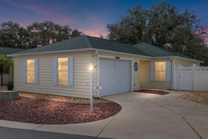 Come and see for yourself, this cozy freshly painted charmingly updated 2-bedroom courtyard villa, boasting new stainless appliances, luxury vinyl flooring, three new glass sliders, and a new storm door with retractable screen. You will love the granite countertops and ceiling fans in every room. Let's not forget the very spacious remodeled bathroom. Privacy is a must with this gorgeous courtyard villa, centered within a very active community. This lovely home is close to the Savannah Center and Sports pool for your daily use. Just a short golf cart ride to Glenview Country Club where you can enjoy one of the most beautiful championship golf courses at the villages, not to mention an extensive menu and libations where you can sip an snack with friends. To convey with property a new dining room set, entertainment center and mirrored dresser.   Roof 2020, HWH 2017