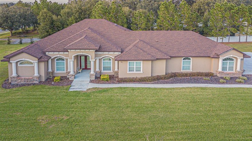 Welcome to 13102 Done Groven Dr. Dover. FL 33527! This exquisite 4676 saft home. boasting 4 bedrooms. 4 bathrooms and 4 car garage (1218 SF), is a true gem nestled on over 1 acre of land. Meticulously Designed Custom Built in 2021, this residence seamlessly combines modern luxury with spacious living. The heart of the home features a gourmet Chef's Palace Styled Kitchen complete with built-in stainless steel appliances, 42' cabinets, high end granite counter-tops elevating both style and convenience. Entertain until you drop with adjoining oversized 563 square foot covered lanai with barbecue kitchen area, room for large patio furniture area with multimedia TV. Surround
sound and 8-toot doors throughout the entire home. nouantruly crafted lavout and contemporary tinishes, this proderty offers the pertect blenc of sophistication and comfort for the discerning homeowner. Elevate your company to the multifaceted entertainment room to experience any activities your heart desires. If that weren't enough, retire the evening to an adjoining Elegant Cinemax Like Styled Theater Room to experience your favorite movie. The finishing touches on this Residential Masterpiece is the primary bedroom boasting a sitting room, tray ceilings, spacious walk-in-closet with a double entry wrap around shower with breathing vanities and brilliantly matching tiles, ascending paints and flooring. Enjoy the all serenity and tranquilly of the expansive grounds while relishing in the allure of a home that effortlessly merges elegance with practicality.
Elaboarte Water Sofner/Reserve Osmosis System with Smart System Technolgies controlling the lights throughout, Cameras/Security, Fans,
surround sound. Kichen Abdiances, Media centers and Garage Door openers. Inis probert is not onv a bivare oasis dur aiso convenienti located with easy access to major interstates. Just a short drive away, residents can connect effortlessly to Interstate 4 (I-4) (5 min drive) and Interstate 75 (I-75), providina seamless travel options for commuting or exploration. Whether you're headina to Tampa, Orlando, or beyond, the proximity to these major arteries ensures that you can navigate the region with ease while returning to the tranquility of your elegant home on Done Groven Dr. This residence truly offers the best of both worlds - a serene retreat on expansive grounds and convenient access to key transportation routes. Strawberry Crest High School district. Call for a Private Showing.