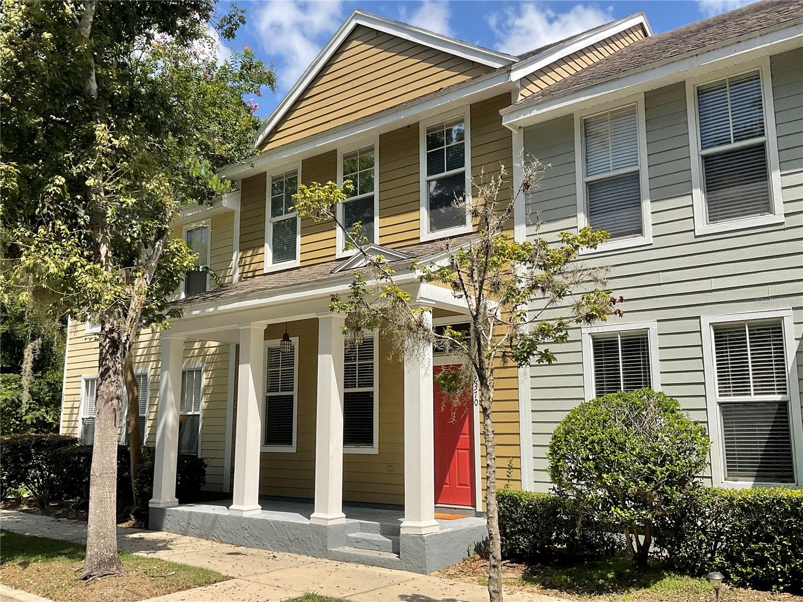 Presenting a beautifully maintained home in Townsend, a park-like setting community tucked away for total privacy, yet minutes from Shand's hospital, the University of Florida, and all the downtown amenities we love This Neighborhood is a hidden gen, homes rarely come up for sale. This 2BR/ office/3BA home with 18-foot ceilings in the open living & dining area , stylish stone countertops, all wood cabinetry and a separate drinks/coffee bar area in the gorgeous kitchen , a spacious 1st-floor office with a full bathroom, a covered corridor that leads you to the spacious two car garage in the back of the home. Upstairs you find two large bedrooms each with its own bathroom , a spacious walk-in closet and separate vanity/shower areas in the master bedroom, laminate flooring in the bedrooms and tile in all other living areas. The HOA takes care of all outside maintenance.