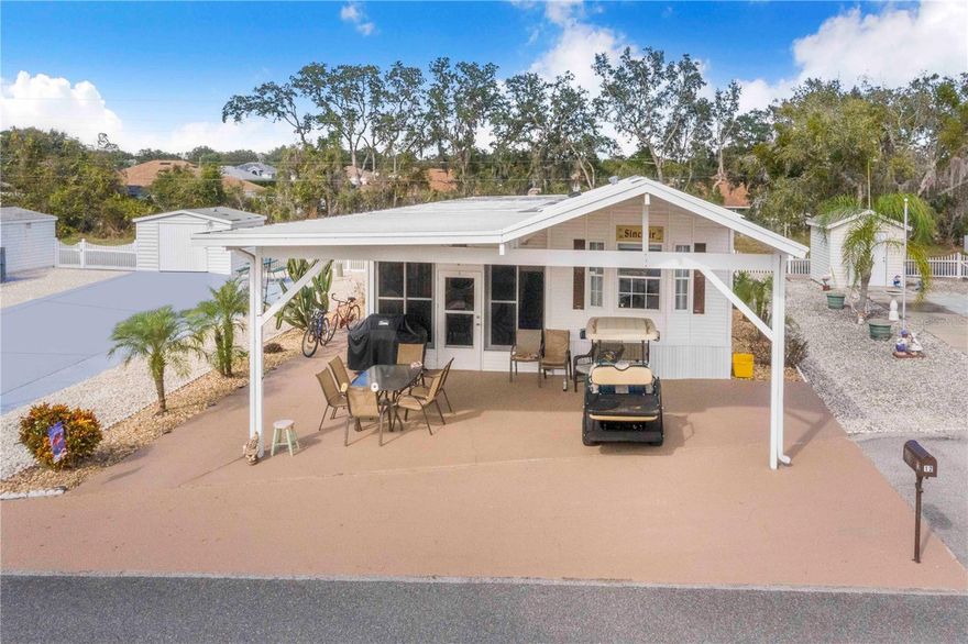 Move-in ready mobile home with NO monthly lot rent — you OWN the land and the home!
Located in the charming and affordable community of Sun Air North, this well-maintained 1 bedroom, 1.5 bath home offers comfortable living in a peaceful, well-kept neighborhood. With a LOW yearly HOA fee of just $210 and no age restrictions, this welcoming community is open to residents of all ages. Inside, you’ll find a spacious layout featuring a large family room that provides extra living space, a cozy nook area, and a kitchen with plenty of cabinet storage. The home offers abundant storage throughout, plus a utility shed for added convenience.
Step outside to enjoy a beautifully designed backyard with pavers, a fire pit, and plenty of room to relax and unwind—perfect for soaking up the Sunshine State lifestyle. The covered carport provides parking for two vehicles. This home has been thoughtfully updated with a new AC installed in 2024, an additional mini split in the Florida room installed in 2025, and a new roof completed in 2025 for peace of mind.
Conveniently located in the heart of Central Florida, you are just a short drive to major highways, shopping, restaurants, and world-famous theme parks.
Don’t miss your chance to own your own little piece of paradise in beautiful Florida!
View a video of a picture gallery and navigate a 360 degree Interactive Aerial Virtual Tour of the entire community as well as the property in a with zoom-in and out capabilities.