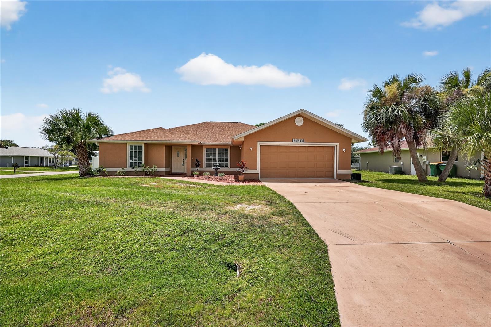 This 3-bedroom, 2-bath home with a spacious den offers 1,932 sq ft of comfortable living on nearly 0.28 acres. Built in 1994 with durable block and stucco construction, it features an open floor plan, split layout, and flexible den—perfect for a home office, media room, or play space.
Step outside to your private oasis with a sparkling gunite pool, large patio, and generous yard—ideal for relaxing or entertaining.
Centrally located in the desirable 33954 area, you’re just minutes from schools, shopping, dining, and recreation. This home blends comfort, functionality, and location—schedule your showing today!