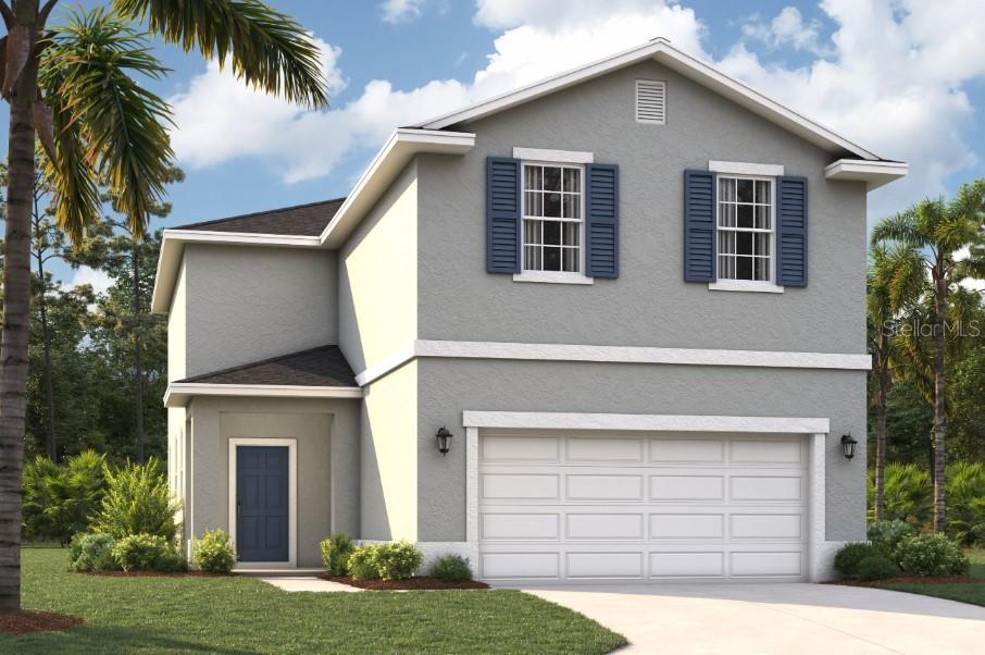 One or more photo(s) has been virtually staged. Under Construction. Immerse yourself in the unique charm of Watermark, where modern living meets natural beauty. Our homes are thoughtfully designed with functional layouts, designer-inspired features, and open-concept floor plans to meet your family's diverse needs. The neighborhood's location is incredible. Nearby parks like Manatee Cove Park, Fay Lake Wilderness Park, and Cocoa Riverfront Park provides natural wonders. Watermark is conveniently close to major highways (I-95, FL 528, and US-1), providing easy access to Orlando International Airport, downtown Orlando, and Walt Disney World Resort. Stay closer to home with Watermark's pool and cabana to relax and enjoy the Florida sunshine. On top of that, you'll also be just 15 minutes from Port Canaveral and the Kennedy Space Center. And to top it all off, the beach is less than 20 minutes away! Discover the perfect blend of modern living and coastal lifestyle at Watermark.
The Atrium combines an open floor plan with plenty of space and expansive windows to enjoy the Florida sunshine. With unique elevation options, the Atrium is sure to look unlike any other home on the street. Upon entering, guests are immediately greeted by the main-floor powder room and a massive great room. Overlooking the lanai, residents and guests alike will find their attention drawn outdoors. An L-shaped living room flows through the dining room and into the kitchen, which in turn has easy access to a two-car garage, with a complementary storage area under the stairs. Upstairs, the home's private areas provide a sanctuary from busy everyday life. Three bedrooms are located toward the front of the upstairs area and share a large bathroom with a double vanity. A laundry room completes the front of the upper floor. Ultimately, homeowners will crave the amenities of the primary suite. A large walk-in closet means storage is once again front and center. Additionally, the generously sized bedroom allows for separate sleeping and relaxation areas, while the primary bath has no shortage of details. Dual sinks, with plenty of counter space, as well as a large shower help ensure the owners of this new home have an oasis all to themselves.