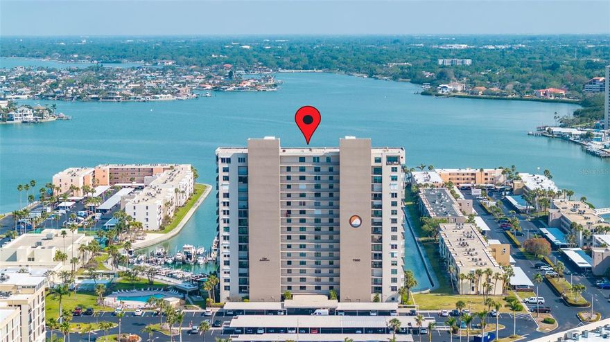 Imagine waking up each morning to the shimmering waters of Boca Ciega Bay, sunlight dancing across the waves just beyond your private 28-foot balcony. Welcome to life at Bay Island’s popular Admiral Building—a gated 55+ community where the lifestyle is as vibrant as the view.

This beautifully renovated 1-bedroom, 1.5-bath condo spans 1,120 square feet of bright, inviting living space. As you step inside, you're greeted by cool porcelain tile underfoot and the elegant touch of crown molding throughout. The open-concept layout flows effortlessly, guiding you from a warm and welcoming area to a thoughtfully designed kitchen with granite countertops, rich wood cabinetry, a pantry, and sleek stainless steel appliances. The water is always in view, whether you're whipping up a meal or simply enjoying a sunset cocktail.

The generously sized primary suite is your private retreat, featuring a spacious walk-in closet and a beautifully updated en-suite bath with modern finishes. Convenience meets comfort with an in-unit washer and dryer, your own covered carport, and additional storage space on the balcony—everything designed for a hassle-free lifestyle.

But the magic of Bay Island extends beyond your front door. This is a community that lives like a resort. Spend your days floating in one of six heated swimming pools, unwinding in the spa, or staying active with tennis, pickleball, and shuffleboard. The state-of-the-art fitness center helps keep wellness top of mind, while the clubhouse, ballroom, and billiards room foster connection and community. Take a peaceful stroll along the 1.5-mile waterfront seawall or dock your boat just steps from home in the community marina. For the social butterfly, there’s no shortage of events, library gatherings, or just friendly chats at the pool.

And when adventure calls, you're just one mile from the pristine sands of St. Pete Beach and Treasure Island. Tyrone Mall is only two miles away for shopping and dining, and I-275 is a short drive for easy travel throughout the region. This unbeatable location places you just minutes from Downtown St. Petersburg as well as the charm of Madeira Beach John’s Pass Village. Enjoy effortless access to top-tier shopping, waterfront dining, and everyday conveniences like Palms of Pasadena Hospital. Sports enthusiasts will love being close to the Rowdies and Tampa Bay Rays stadiums, while culture seekers can explore the iconic St. Pete Pier—all less than 8 miles from your doorstep

Security and serenity go hand in hand with 24-hour gated access, a locked lobby with video surveillance, and the exclusive Admiral Building perks, like sharing an elevator with just two other units and access to a private leisure room.
Conveniently located just 30 minutes from both Tampa International Airport (TPA) and St. Pete–Clearwater International Airport (PIE), making travel a breeze. Small pets are welcome, so your furry companions can enjoy the Florida lifestyle too. The Milestone Inspection Report and Structural Integrity Reserve Study have been completed, with no substantial structural repairs required, offering added peace of mind for future owners. Unit can be rented monthly up to 3 times a year. 

Here, you're not just buying a home, you're stepping into a lifestyle. One filled with ease, beauty, and a sense of community that truly feels like home.

Your waterfront paradise isn’t a dream. It’s real. And it’s waiting for you on Sun Island.