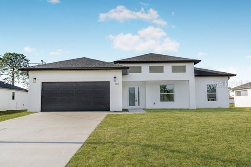 Motivated seller!! MOVE-IN READY!!! NO HOA!! NO CDDs!!! Seller willing to help with closing costs!!!
Come see this brand-new construction home, completed in 2024 and ideally located in the growing community of Lehigh Acres. This thoughtfully designed 4-bedroom, 2-bathroom residence offers approximately 1,717 sq ft of beautifully finished living space on one level. Step inside to discover a light-filled open-concept layout that connects the spacious living area to a stunning, modern kitchen. The kitchen features quartz countertops with a waterfall-edge island, two-tone soft-close cabinetry and BRAND-NEW stainless-steel appliances!!! The home also comes with a brand-new washer and drier!!! The entire home is finished with elegant porcelain tile flooring, offering both beauty and most of all durability. Every bedroom, the living room, and the covered back porch are equipped with remote-controlled ceiling fans for year-round comfort. The expansive primary suite features a luxurious en-suite bath with a double-sink vanity, a walk-in shower and a linen closet. The master bedroom also has a spacious walk-in closet plus a second closet for extra storage. Enjoy your morning coffee or unwind in the evening on the covered back patio - all nestled in a quiet, peaceful neighborhood. Schedule your private showing today and make this contemporary gem your forever home! Se Habla Español!!