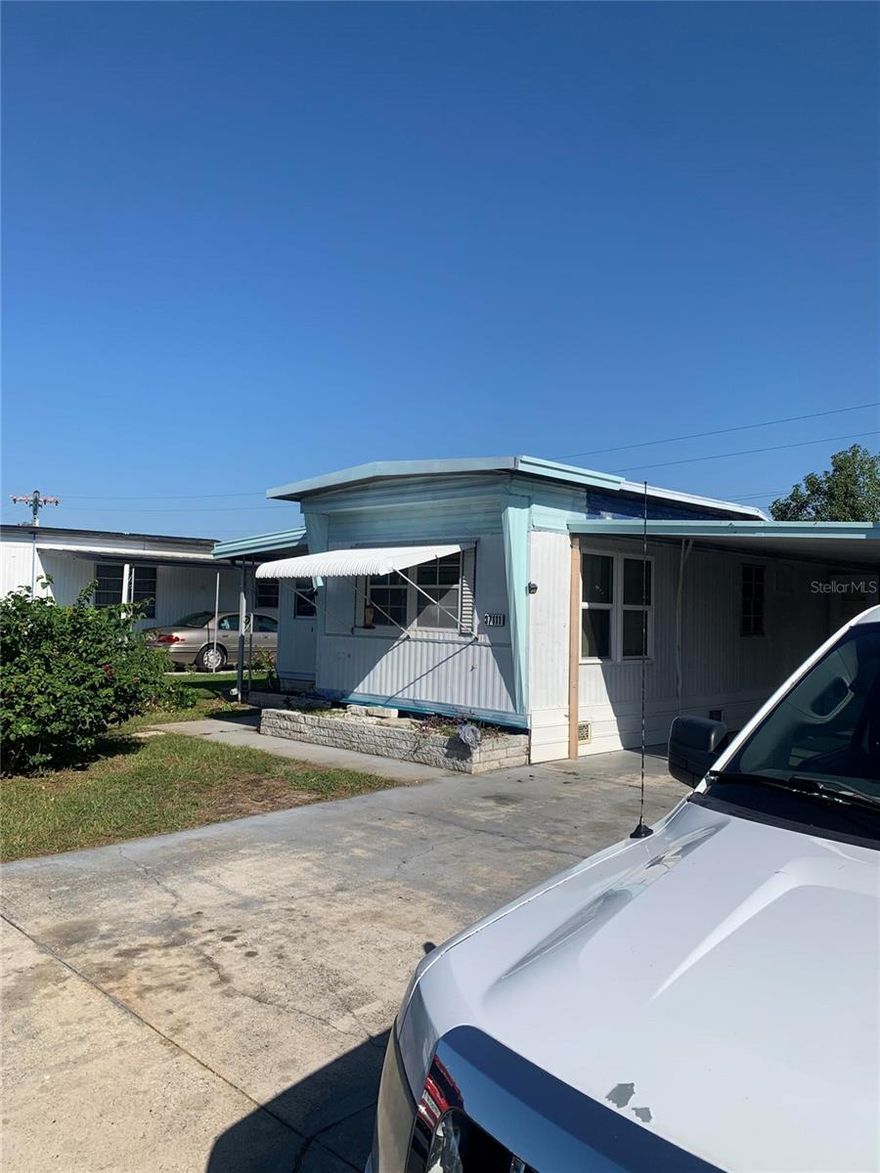 Cozy 2BR/2BA mobile home on a 5,125 sq ft lot. Recently updated central heat & air and hot water heater. Features metal roof, sewer, and older windows. 868 sq ft of living space with great potential!