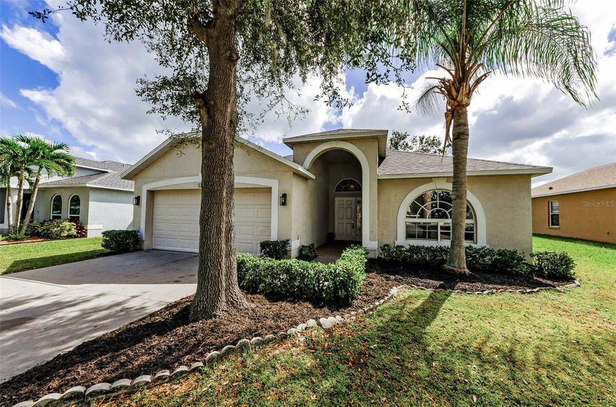 The perfect find! Sunset views highlight this beautifully maintained 3-bedroom, 2-bathroom home nestled on a sparkling pond lot in the always popular South Fork community.  Open floor plan with natural light and cathedral ceilings, this home offers a spacious and layout perfect for both relaxing and entertaining. Enjoy serene pond views from your backyard with plenty of room to add a pool if it is on your wish list! The ideal setting to unwind and take in the amazing sunsets.  Inside, you'll find a modern kitchen with granite countertops, stainless steel appliances, and a large center island that flows seamlessly into the living and dining areas. The primary suite boasts a walk-in closet and a spa-like bathroom with dual sinks, a soaking tub, and a separate shower. Additional highlights include luxury vinyl flooring in the main living areas, smart home features, and access to community amenities such as pools, playgrounds, and walking trails. Conveniently located near shopping, dining, schools, and major highways. This move-in-ready home offers the perfect blend of comfort, style, and natural beauty ~schedule your showing today!