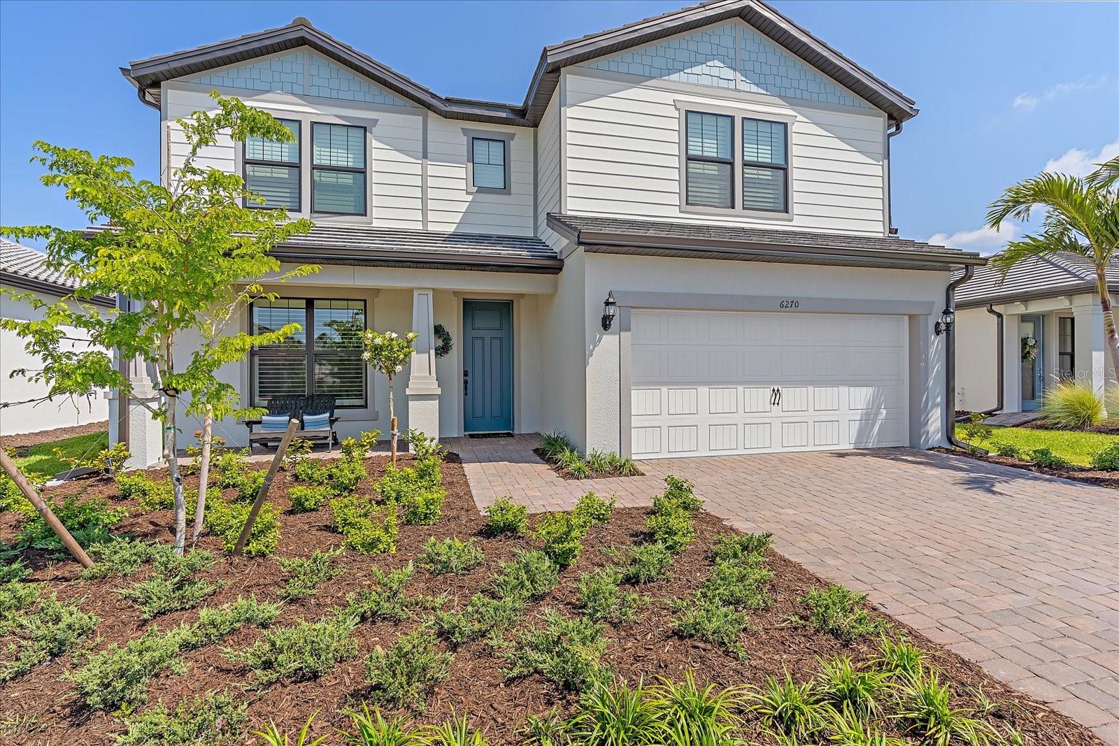 Welcome home to Talon Preserve on Palmer Ranch. This Whitestone model home is the perfect entertaining home with endless upgrades throughout! This 5 bedroom, 4 bath home offers 2,890 sq ft and fenced in lot overlooks a pond and no other homes. This home is just steps away from the amenities center and located in phase one. The three bedrooms upstairs are complemented by a loft, perfect as a game room or second living room. The Owner’s Suite is conveniently located on the first floor, along with an additional bedroom and additional bathroom. The three bedrooms, two bathrooms upstairs are complemented by a loft, perfect for a movie night. The custom oversize pool and hot tub offer a both a gas and electric heater for quck heating of the pool/spa and custom outdoor kitchen. Features include hurricane windows, 4 ft. garage extension, 2 ports for electric cars, no carpet throughout, new lighting/fans, countertops, cabinets and built in dog door. Talon Preserve on Palmer Ranch is a gated maintenance free community with premier resort-style amenities to be built including a restaurant/ bar, community pool and hot tub, wellness and spa services, fire pit, sports courts, arcade, nature walking trails and direct access to legacy trail from the community.