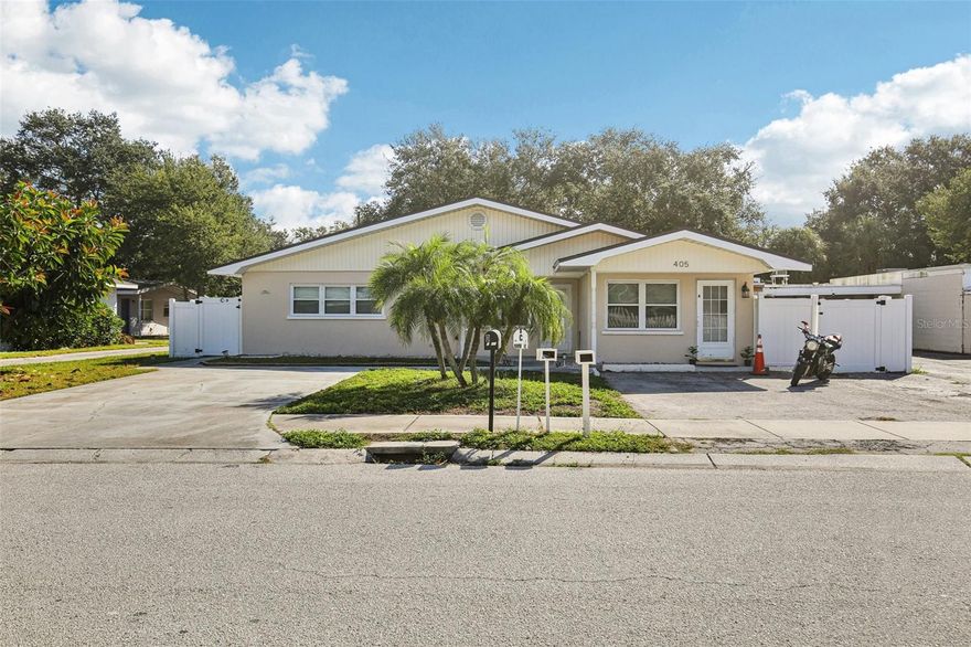 Incredible income producing opportunity in the heart of Clearwater, Florida which is one of the top destinations in the country. This is an amazing fourplex in Skycrest with the following components: Unit A  (studio), Unit B (2 bed/1 bath), and Units C and D are both 1 bed/bath. The interior units recently received tasteful updates including fresh interior paint, appliances and flooring. The seller increased the curb appeal by completing renovations on the landscaping on the side and back of the home. There is also a functional storage shed in the backyard. All units have central A/C, block & stucco construction, and a fenced lot. Great location — walkable to amenities, Clearwater Beach and so much more! Make your appointment today.