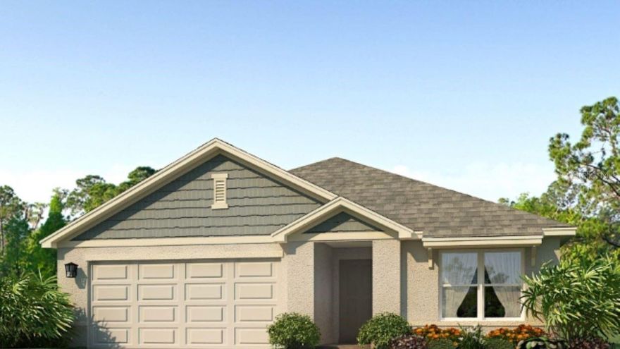 Under Construction. Receive special interest rates and up to $10,000 towards closing costs with the use of our preferred lender, now through October 19th. This all-concrete block constructed, one-story layout optimizes living space with an open concept kitchen overlooking the living area, dining room, and covered lanai. The well-appointed kitchen comes with all appliances, including refrigerator, built-in dishwasher, electric range, and microwave. The Bedroom 1, located at the back of the home for privacy, includes Bathroom 1. Two additional bedrooms share a second bathroom. The laundry room comes equipped with included washer and dryer. Pictures, photographs, colors, features, and sizes are for illustration purposes only and will vary from the homes as built. Home and community information including pricing, included features, terms, availability and amenities are subject to change and prior sale at any time without notice or obligation.