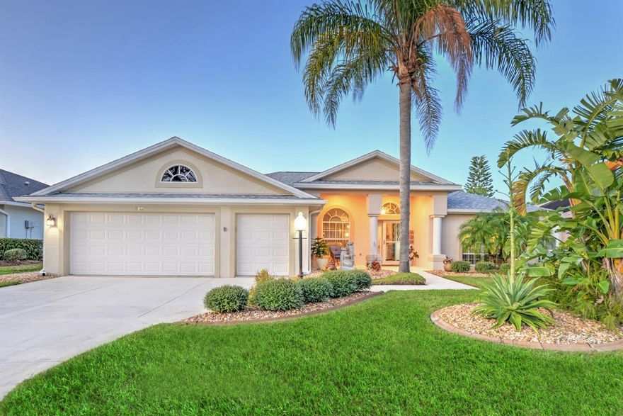 This meticulously landscaped, well maintained lakefront/pool home in Spruce Creek Fly-In offers an airy, open floor plan with 3BR/2BA plus office/den, 3 car oversized garage, covered patio, screened lanai, pool and gorgeous vistas. The eat in kitchen features granite counters, stainless appliances, seamless glass overlooking the pool area and a breakfast bar – ideal for entertaining. The breakfast nook boasts Seamless Glass with breathtaking views of the pool and lake beyond. The owner's suite offers access to the lanai as well as an en suite bathroom with dual vanities, soaking tub and walk in shower. Roof replaced in 2019, A/C 2021. Spruce Creek is America's premier, gated, country club, fly in community with 2 manned guard gates, 24/7 roving security, children's recreation area, fenced vehicle storage area with property management on site. Spruce Creek Country Club features a championship golf course, racquet center with pro shop, lighted tennis and pickle ball courts, pool with food service, informal & formal dining areas plus fitness room. The airport offers a 4,000 ft paved runway with GPS approach & VASI lights, 2 fuel farms, commercial hangars, helipad, café/restaurant, salon and miscellaneous area aviation & professional businesses. A short distance to restaurants, shopping & theater; 15 min from World's Most Famous Beach, 20 minutes to Embry Riddle Aeronautical University, 1 hour to Orlando, & 3 hours to Miami. ;Water: City