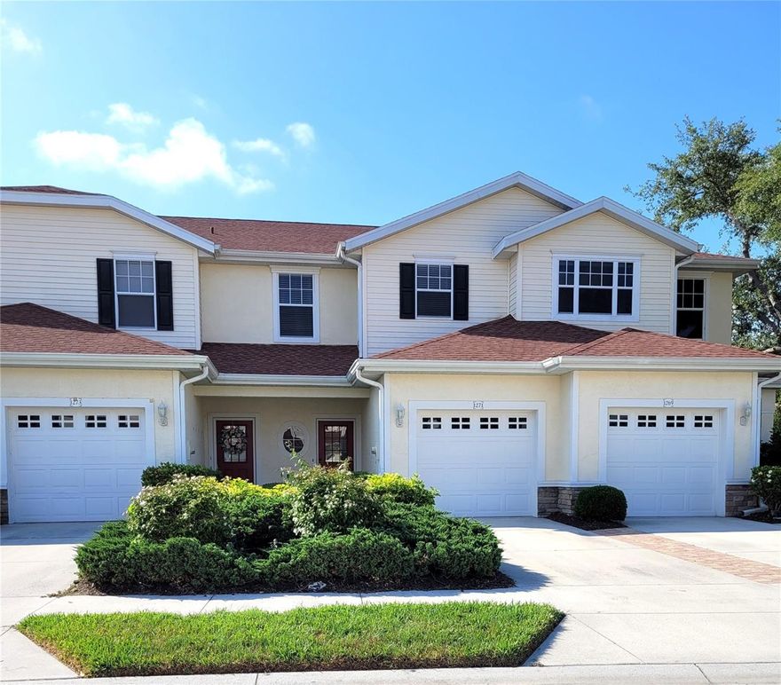 Beautiful, well maintained townhouse; 3 bedrooms, 2 and half bathrooms with a one car garage is located in lovely Towns of Lakeside.  The community has lush manicured landscaping and is surrounded by lakes.  This deed restricted community is extremely desirable and offers plenty of amenities.  The townhouse has 1,446 square feet of living space. Flooring on the 1st floor consists of ceramic tile, the staircase to the 2nd floor and all of the bedrooms upstairs consist of luxury vinyl in rich gray tones. The kitchen has wooden cabinetry with all stainless steel appliances. The Living room/dining room combo floor plan is great for entertaining.  The lanai opens up from the living room with large sliding doors which allows you to enjoy the view of various wildlife frolicking in the greenbelt.  This is a great spot to enjoy your morning coffee or entertain your guest. The lanai area has a storage closet. The water heater was just replaced in 2024, the HVAC system was replaced in 2019,and washer and dryer were purchased in 2023. Towns of Lakeside community has a 6,000 sq foot club house, large heated pool, tennis and pickle ball courts, fishing, a workout room and so much more.  Interstate 75 is close by, as well as the Atlanta Braves Spring Training Facility (Wellen Park), shopping, golf courses, restaurants, and beaches are all nearby.  This property is move in ready.  Don't miss out on the opportunity to live in, or invest in, this exquisite Townhouse.  Great for 1st time buyer.